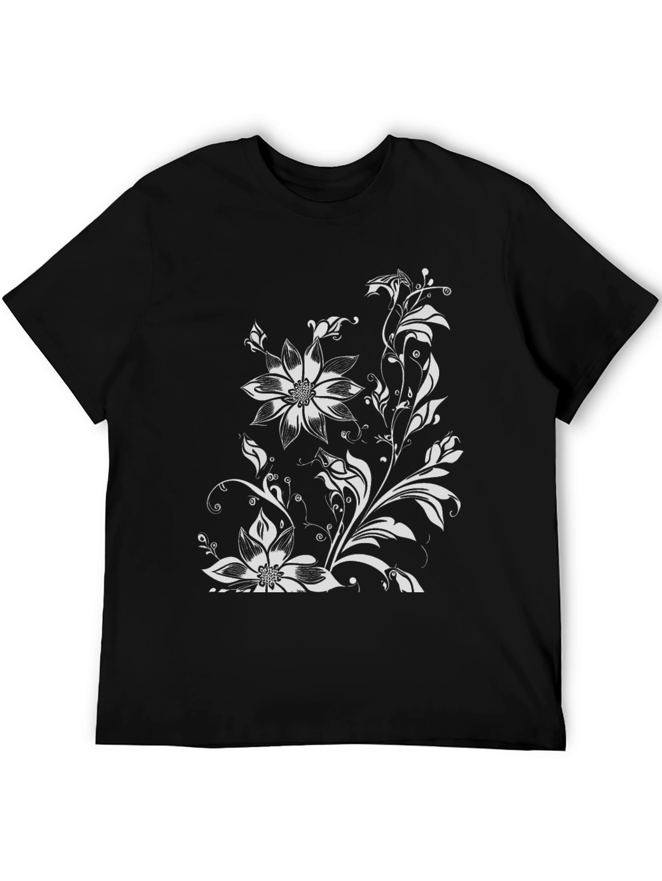 Black Floral Print Graphic Tee