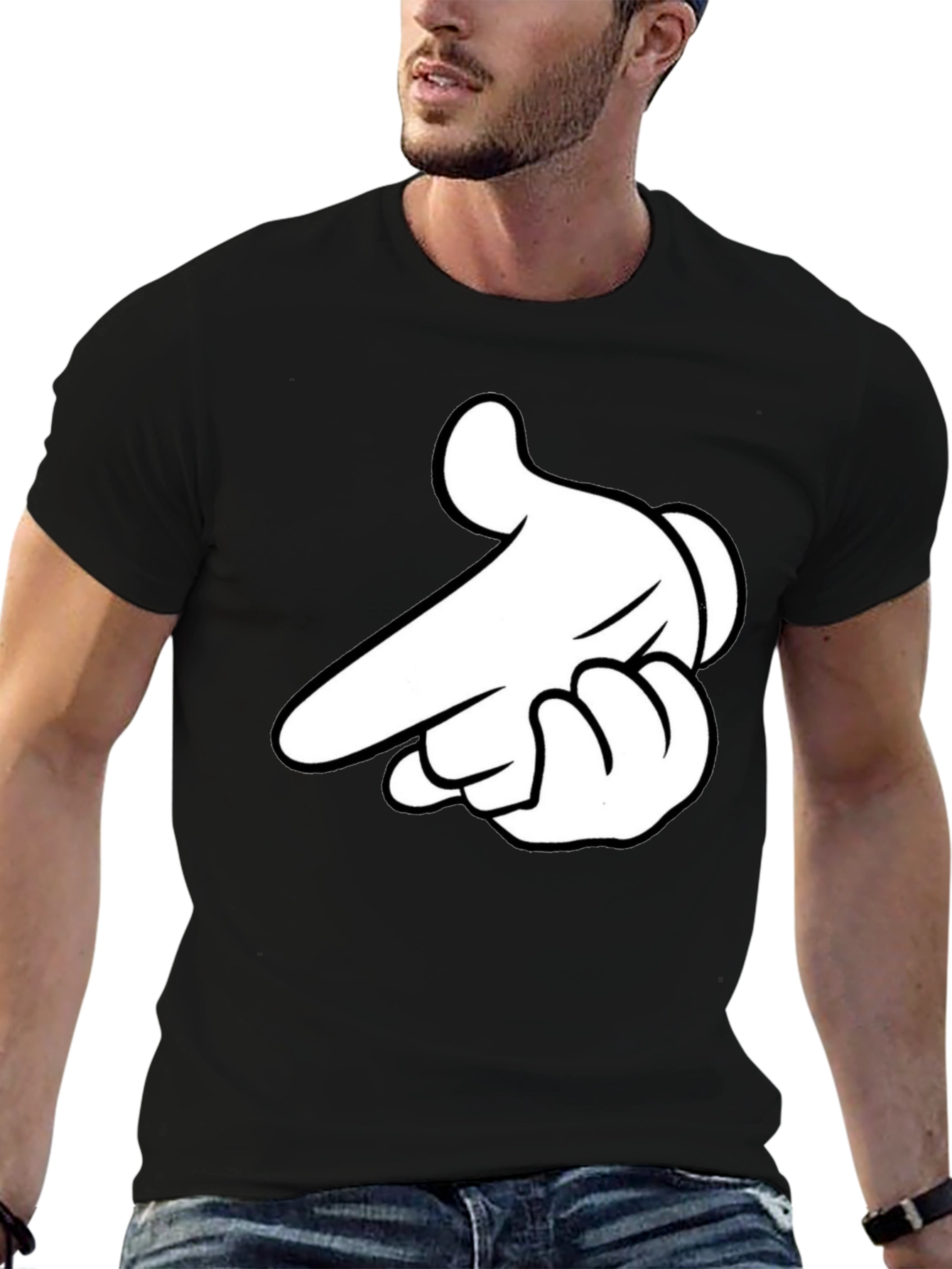 Mickey Mouse Hand Gesture Black T-Shirt