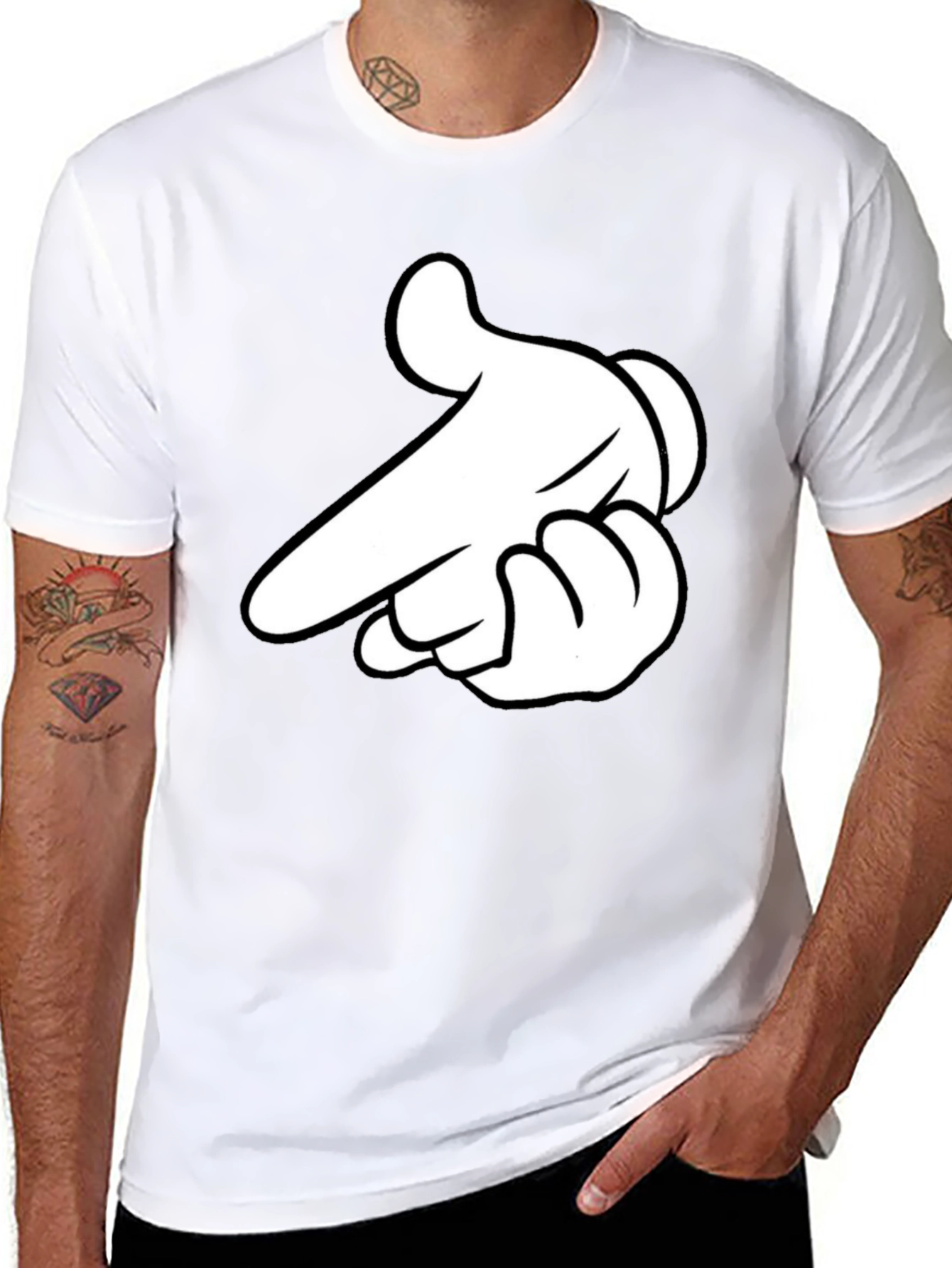 Mickey Mouse Hand Gesture Black T-Shirt