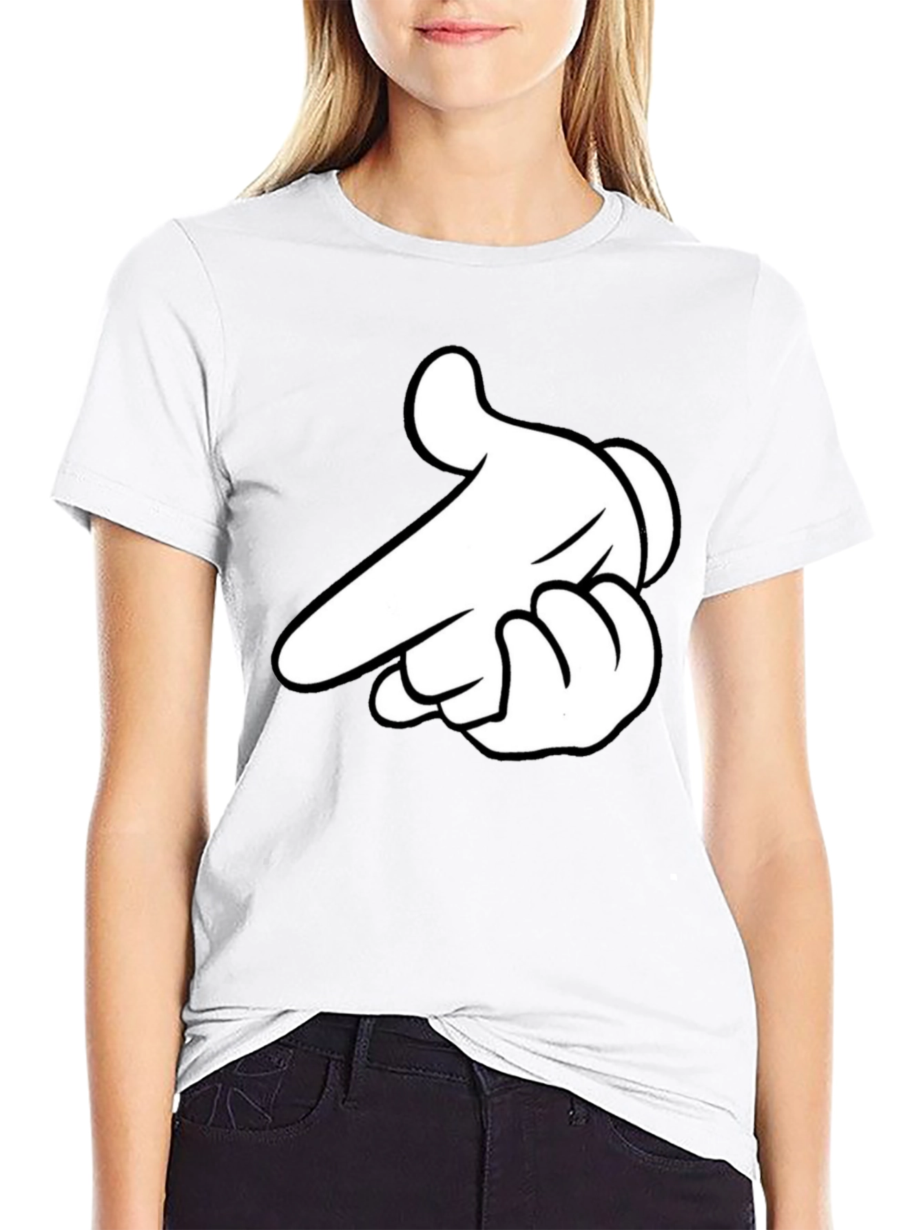 Mickey Mouse Hand Gesture Black T-Shirt