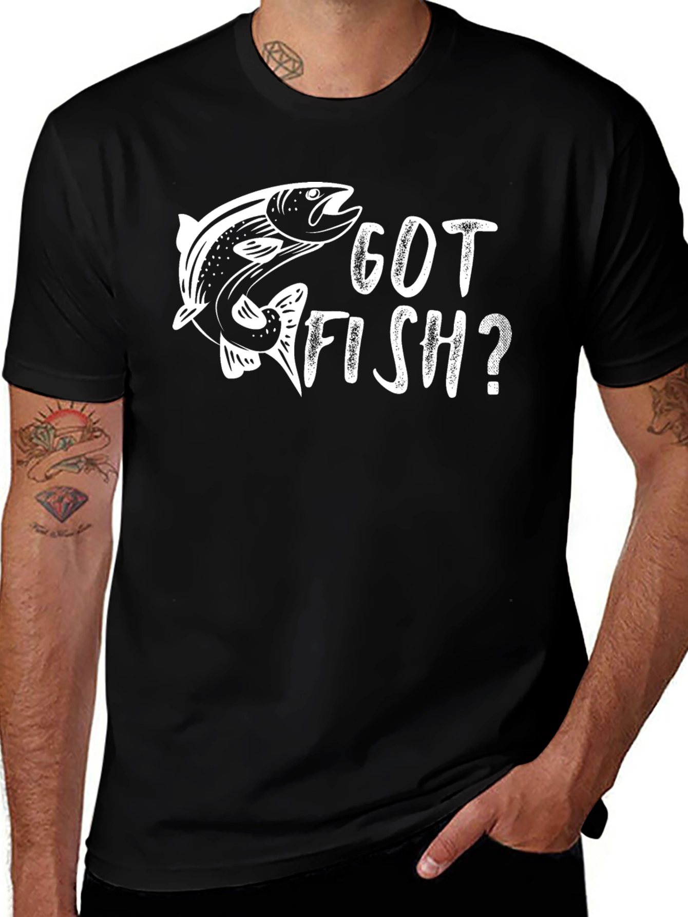 Got Fish? Black Cotton Graphic T-Shirt