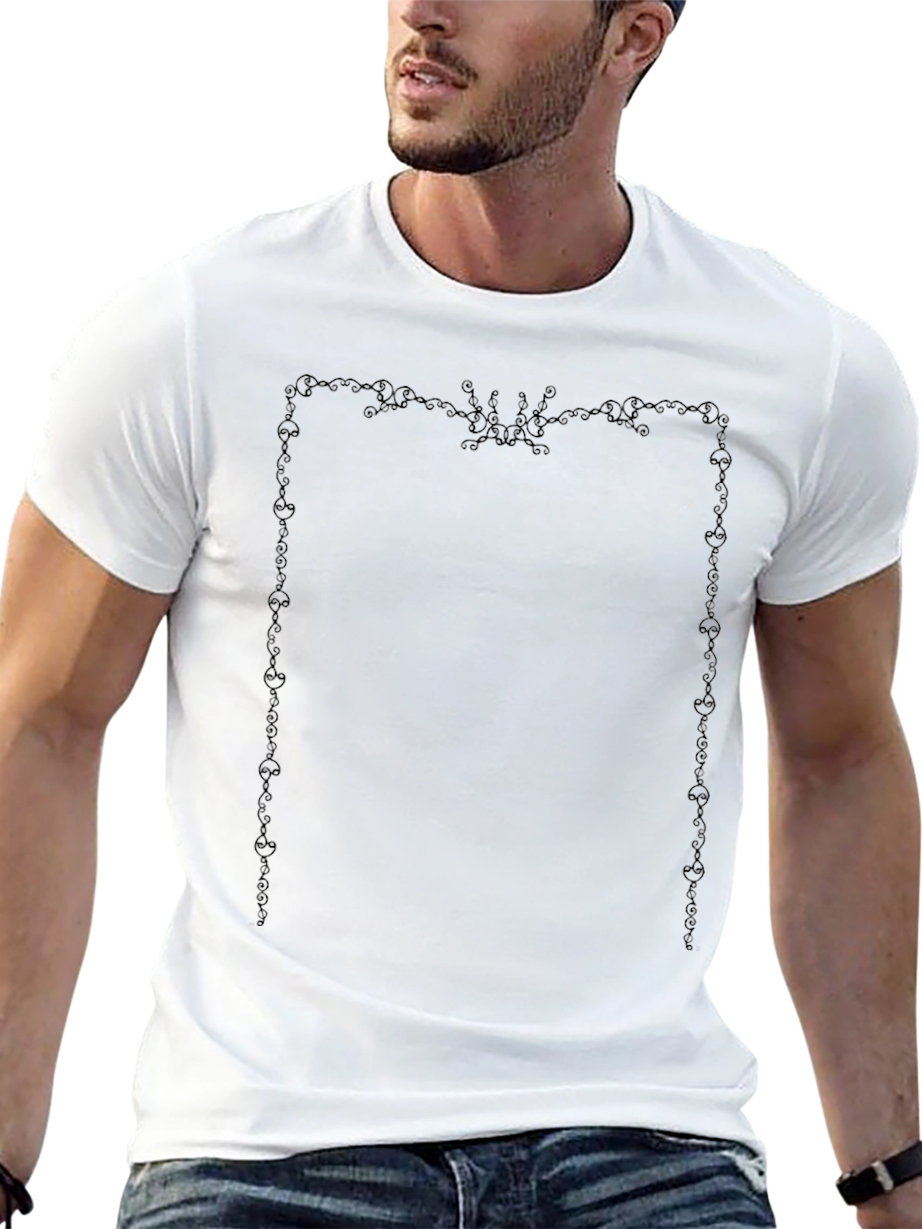 Elegant Framed Graphic Tee - Classic Black