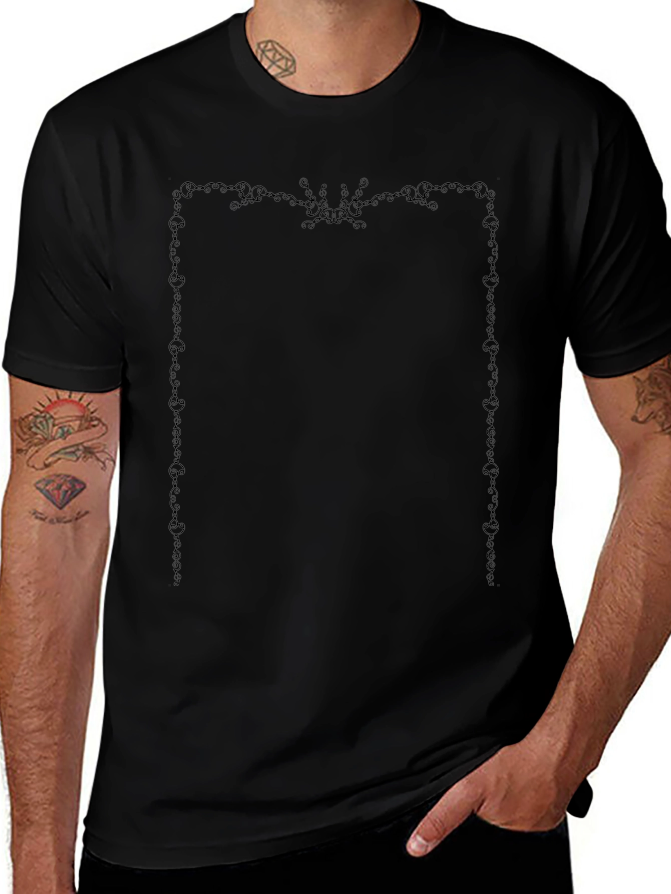 Elegant Framed Graphic Tee - Classic Black