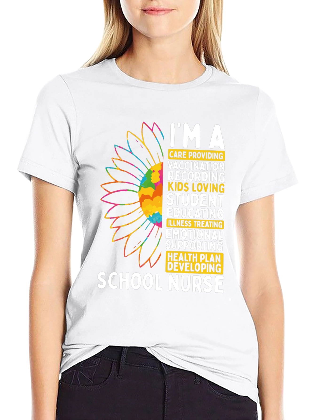 School Nurse Sunflower Graphic T-Shirt