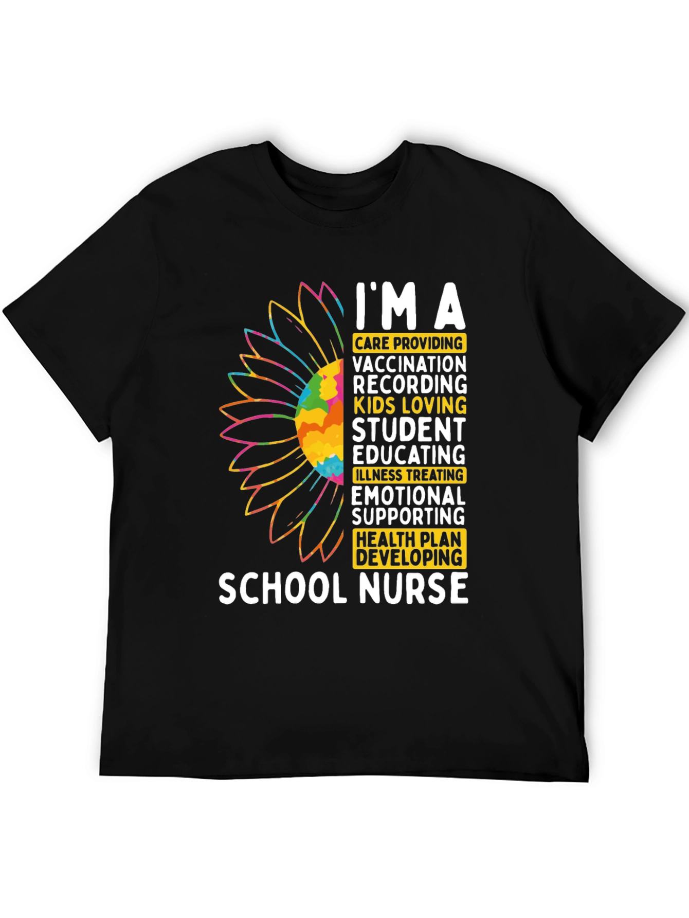 School Nurse Sunflower Graphic T-Shirt