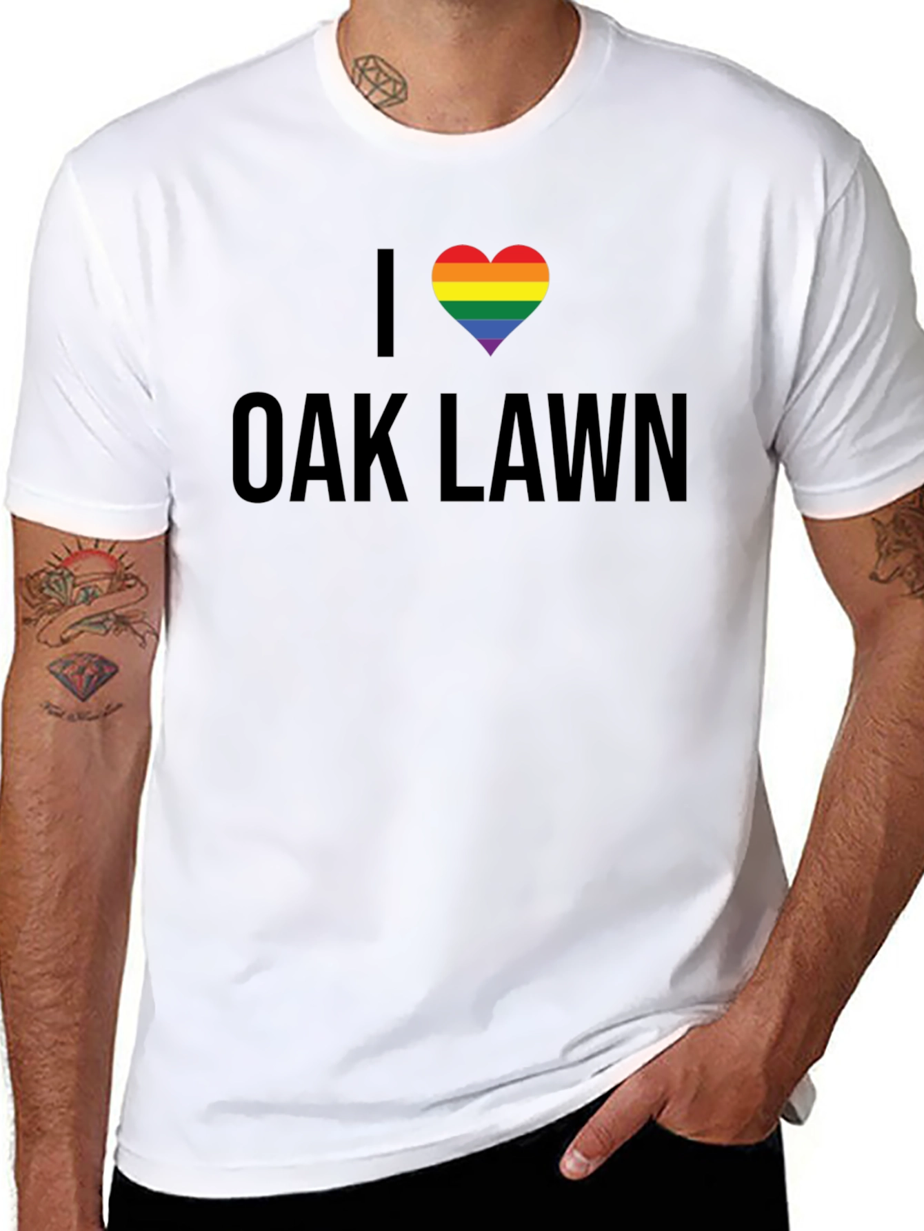I Love Oak Lawn Rainbow Heart T-Shirt