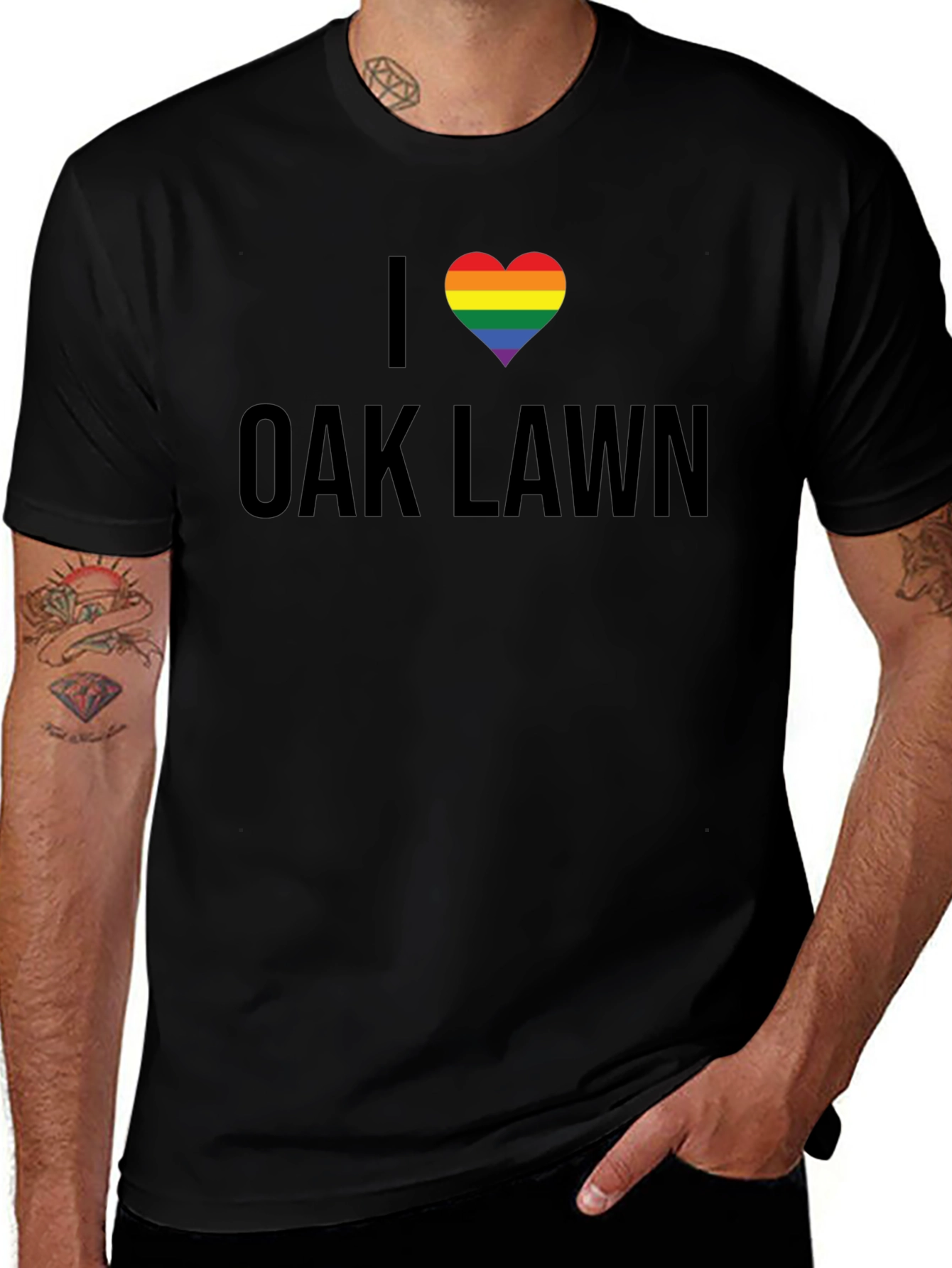 I Love Oak Lawn Rainbow Heart T-Shirt