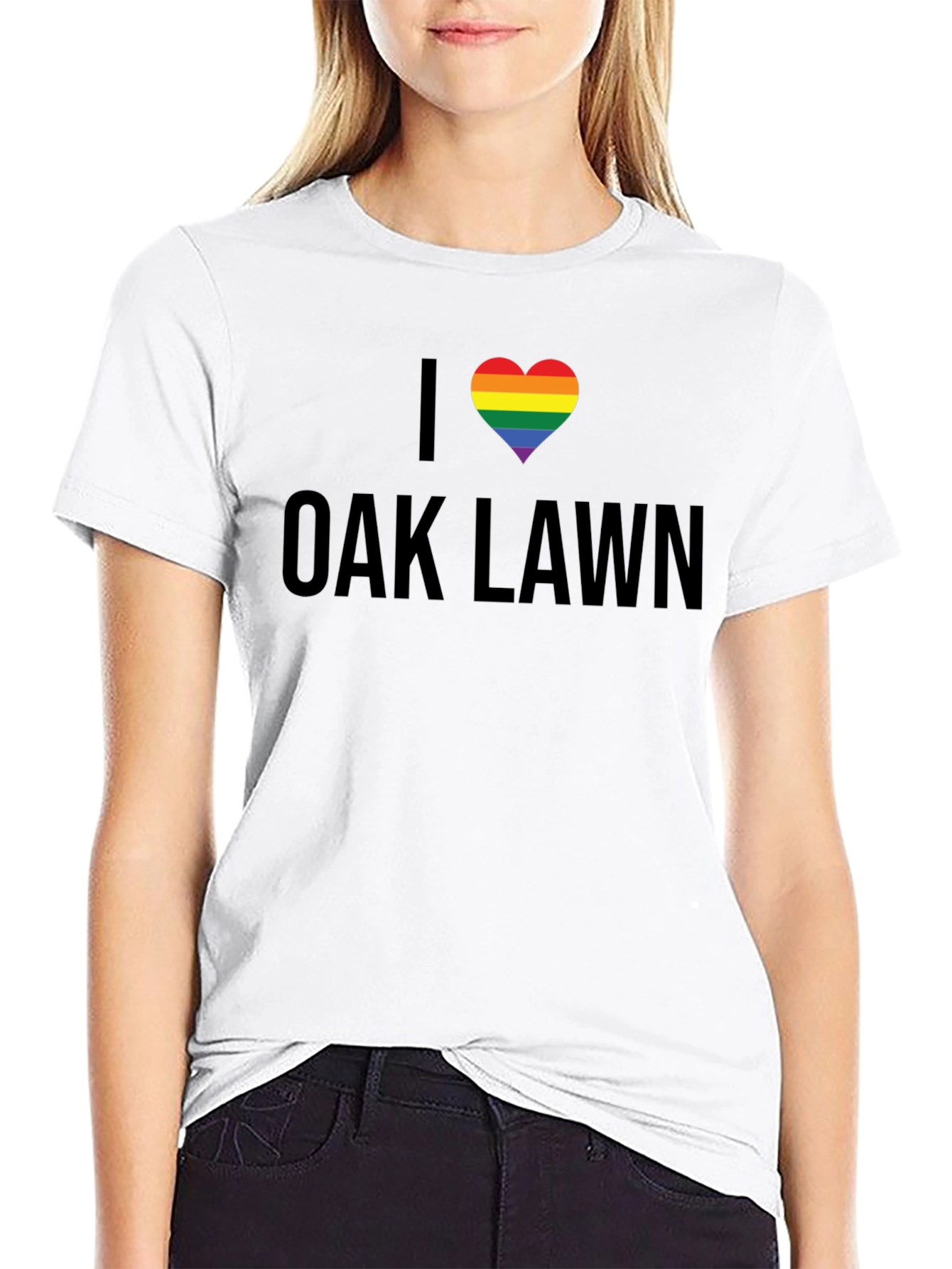 I Love Oak Lawn Rainbow Heart T-Shirt