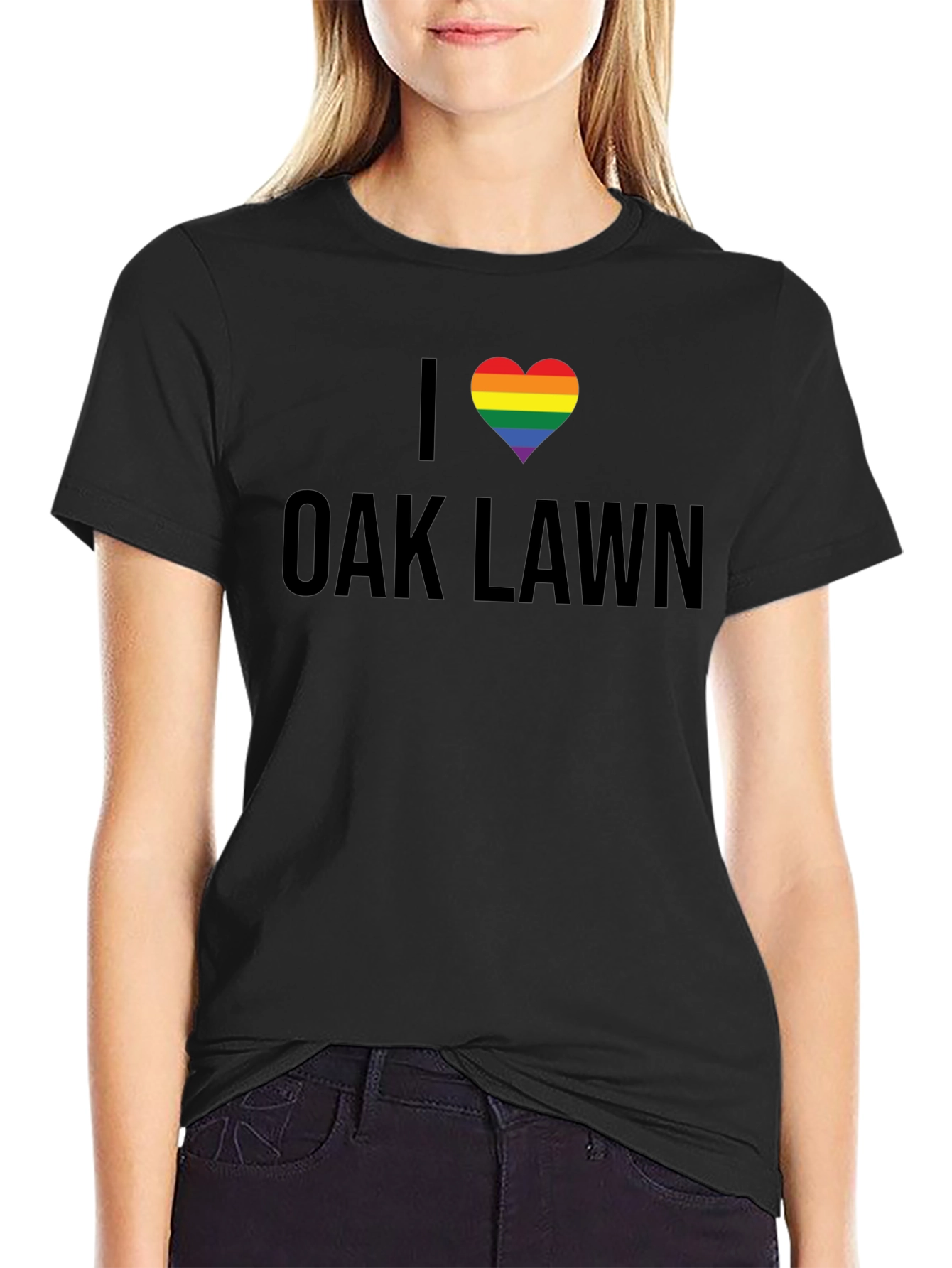 I Love Oak Lawn Rainbow Heart T-Shirt