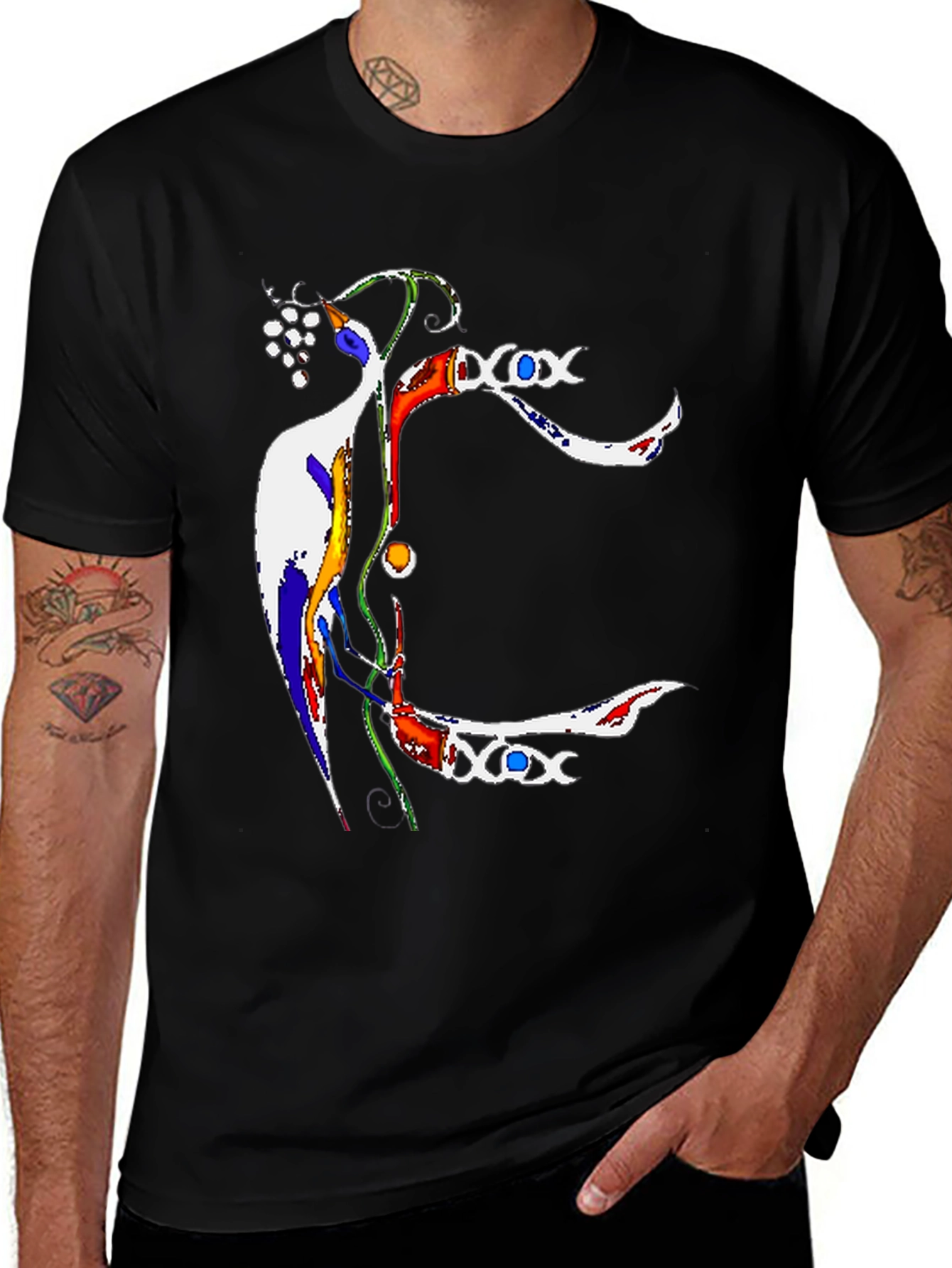 Abstract Art Print Black T-Shirt