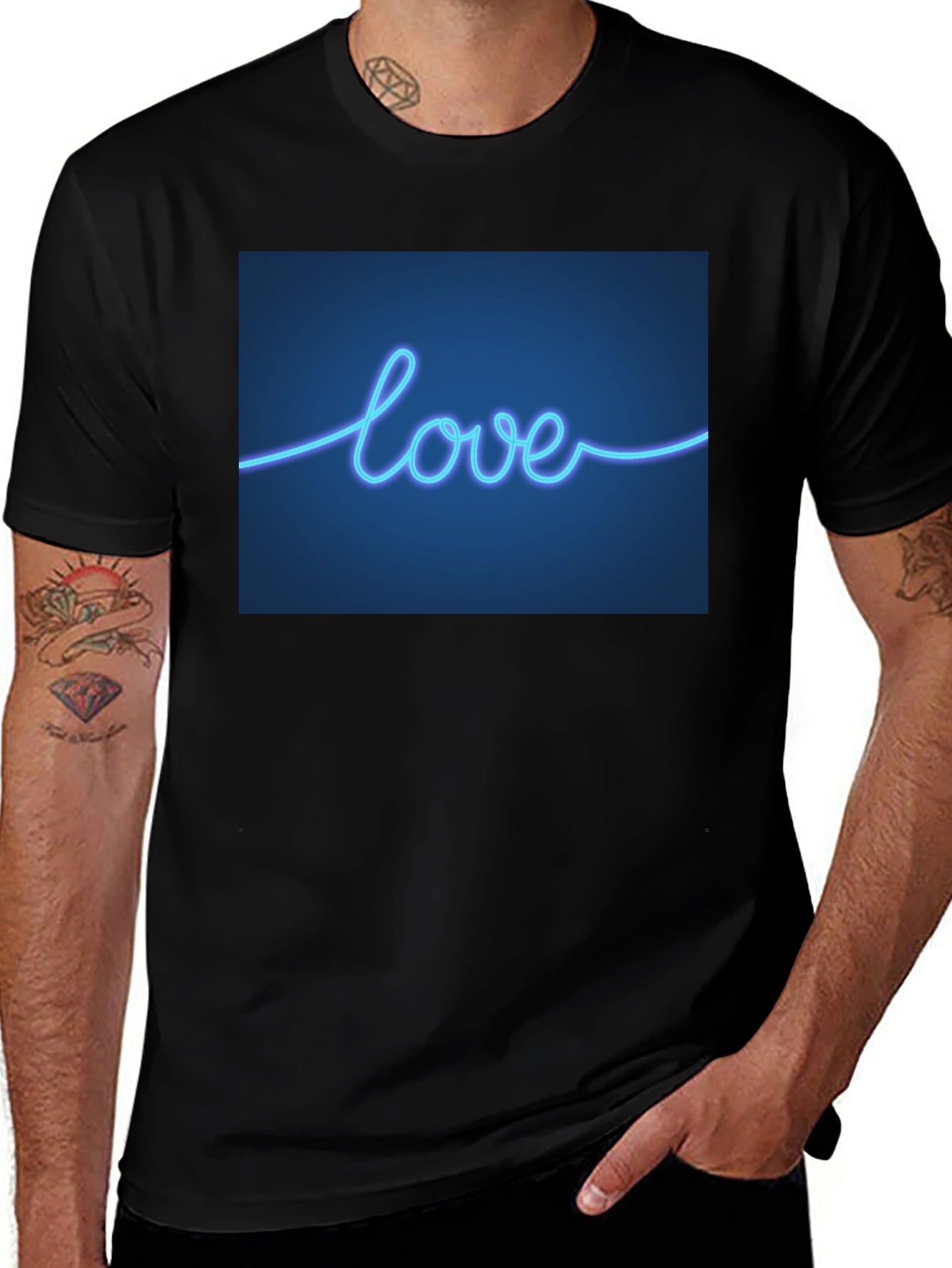 Neon Love T-Shirt - Sleek Black Tee