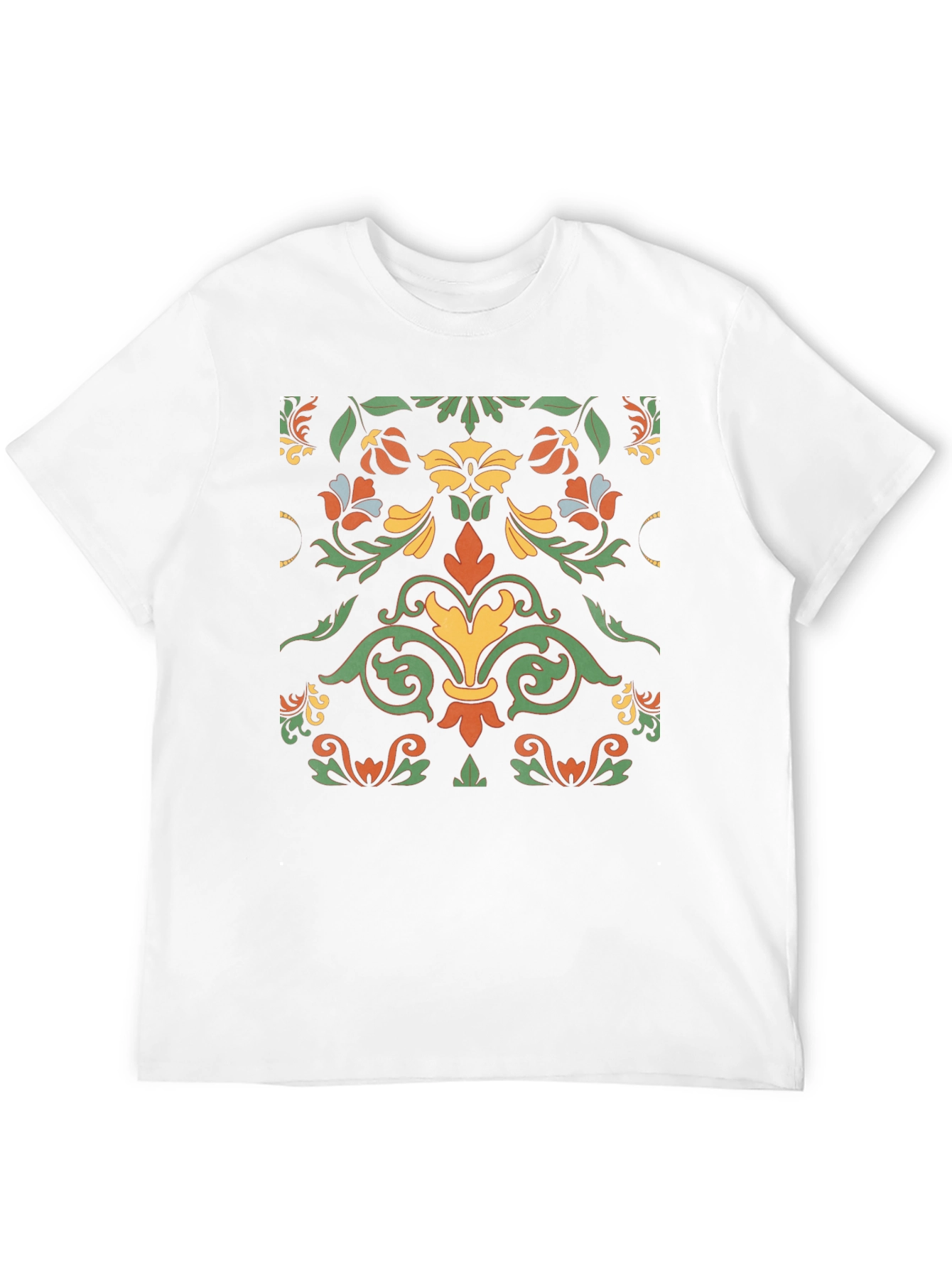 Ornate Floral Pattern Black T-Shirt
