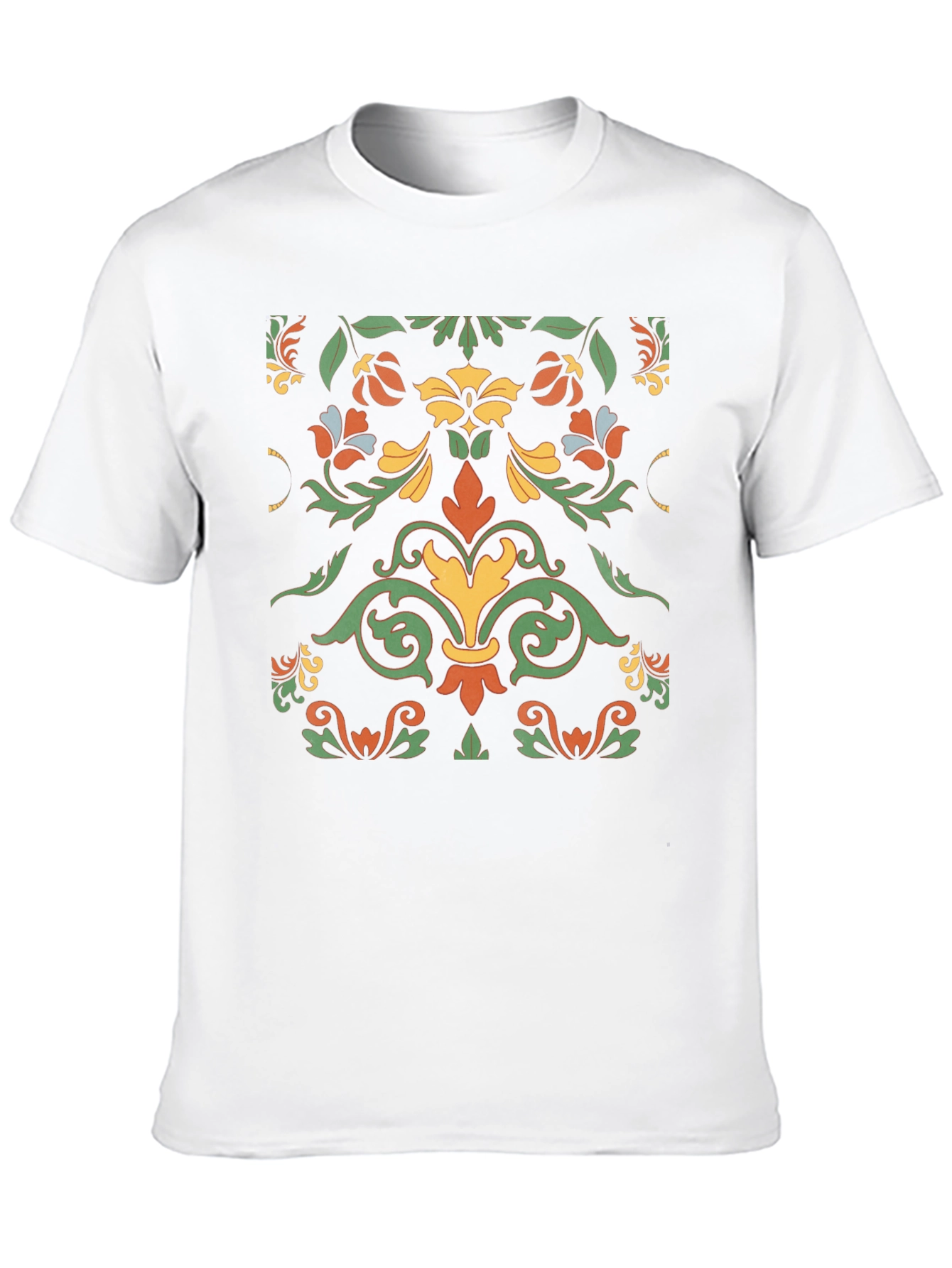 Ornate Floral Pattern Black T-Shirt