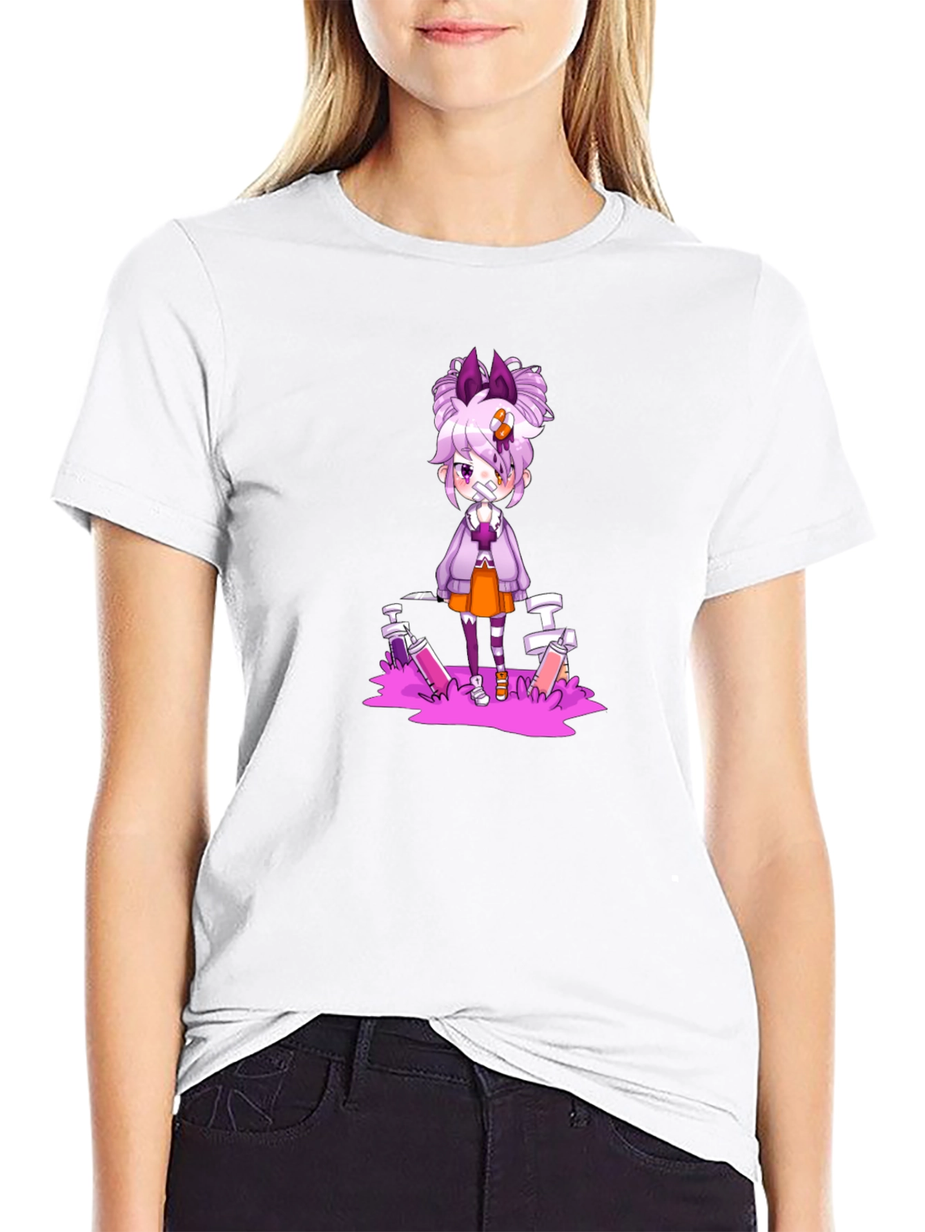 Anime Style Graphic Black T-Shirt