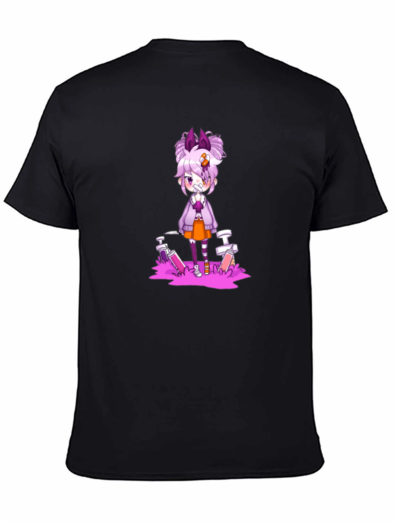 Anime Style Graphic Black T-Shirt
