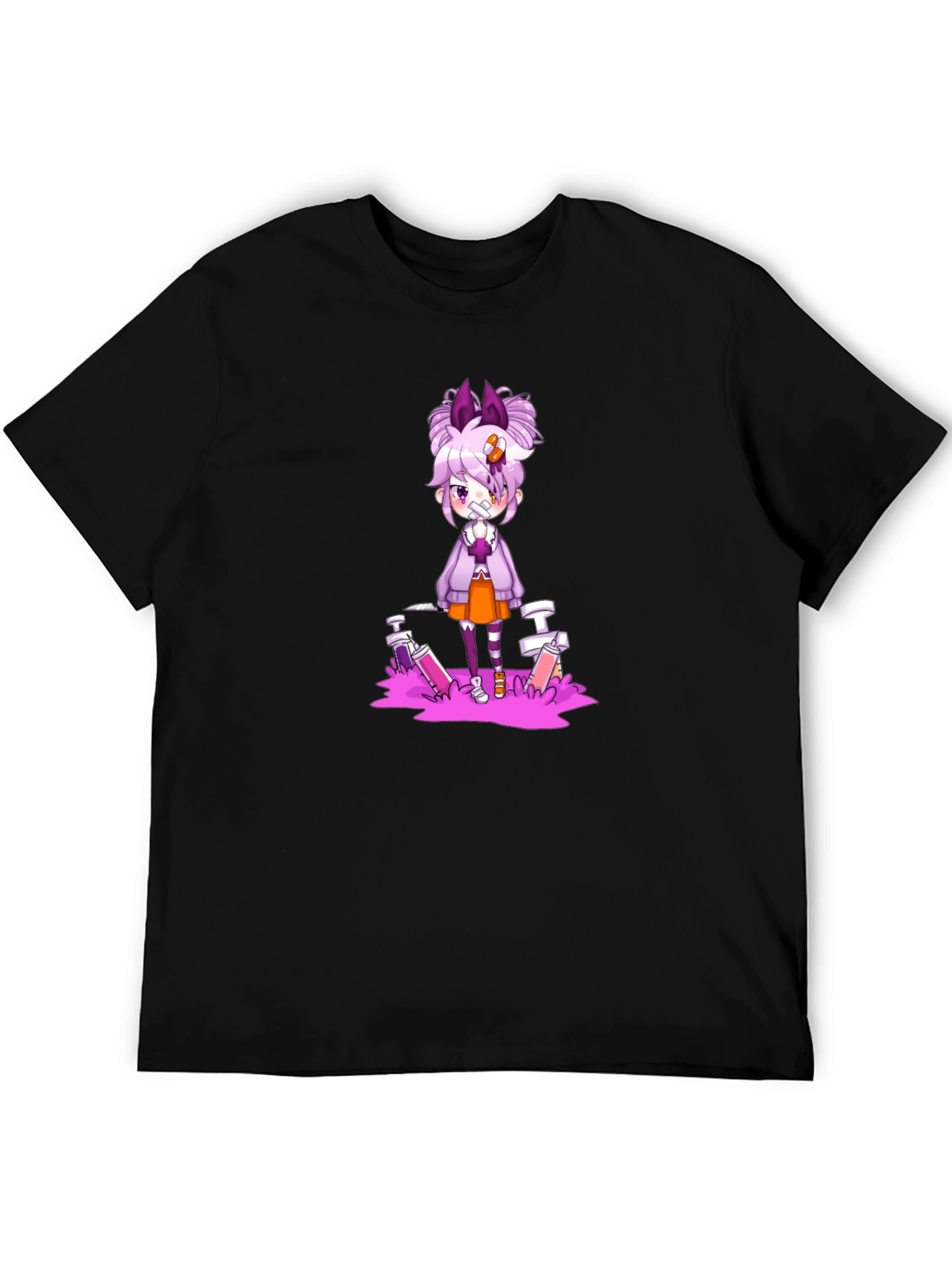 Anime Style Graphic Black T-Shirt