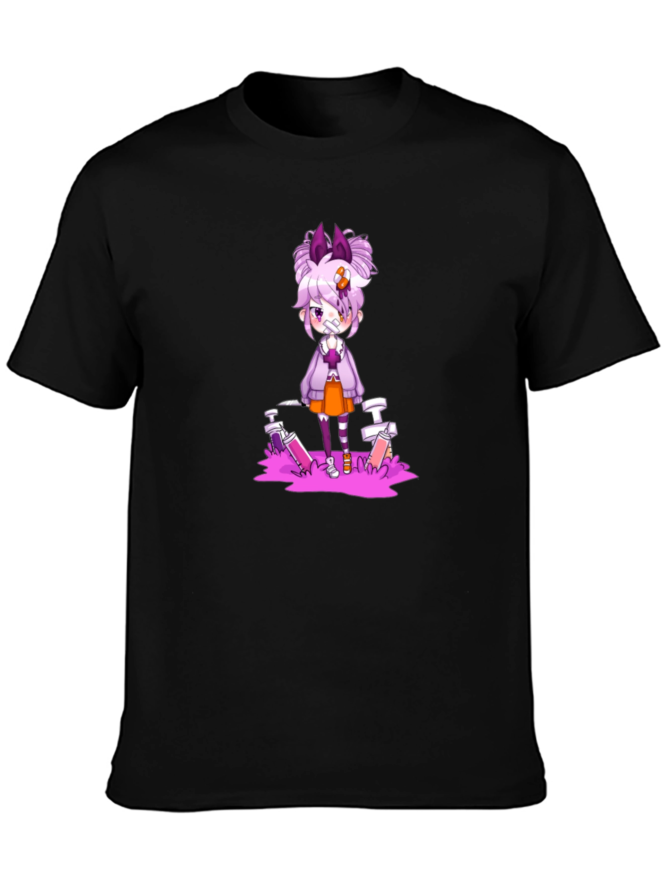 Anime Style Graphic Black T-Shirt