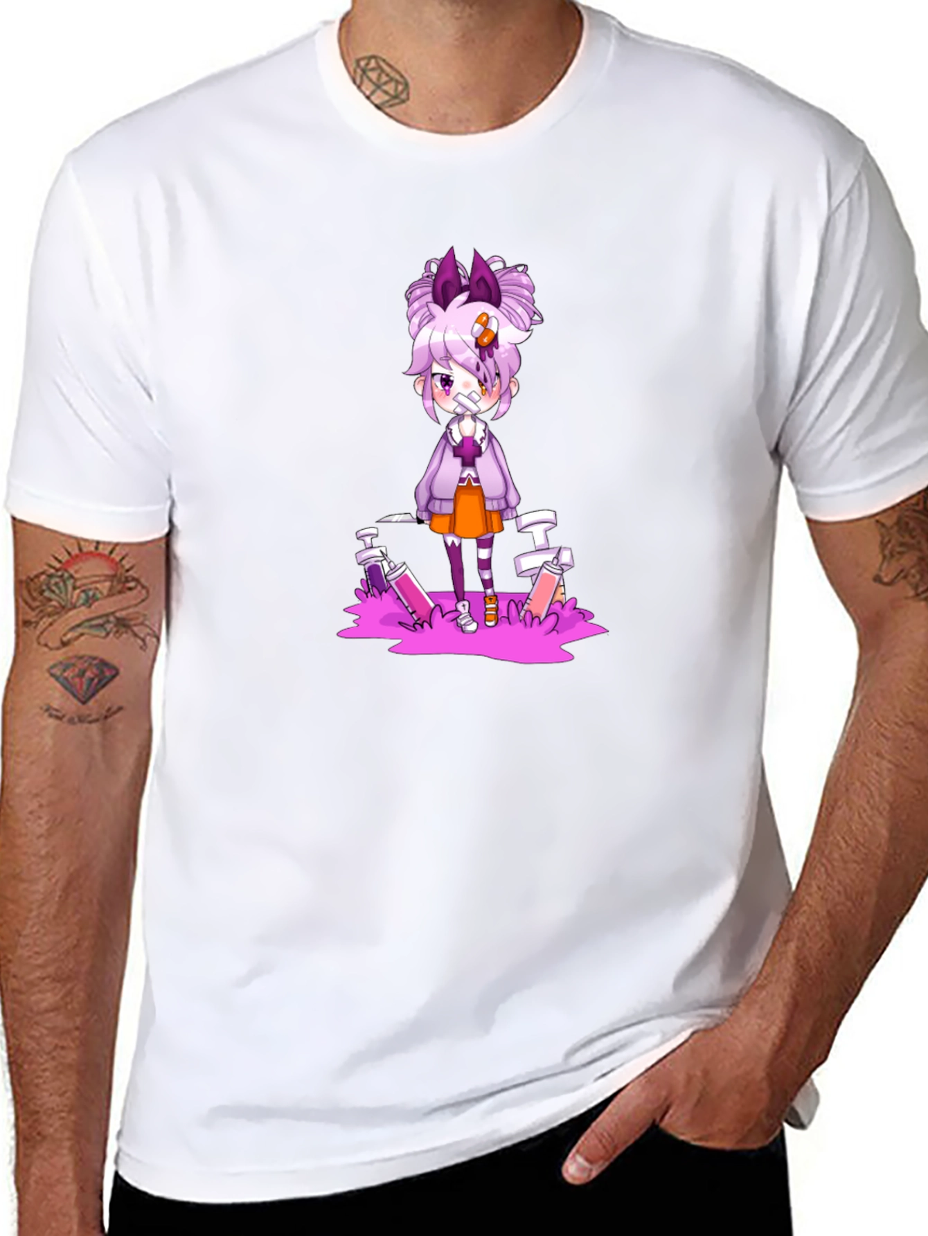 Anime Style Graphic Black T-Shirt