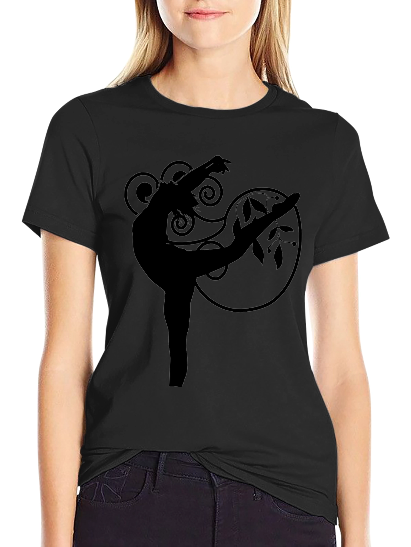 Elegant Dancer Graphic Tee - Black