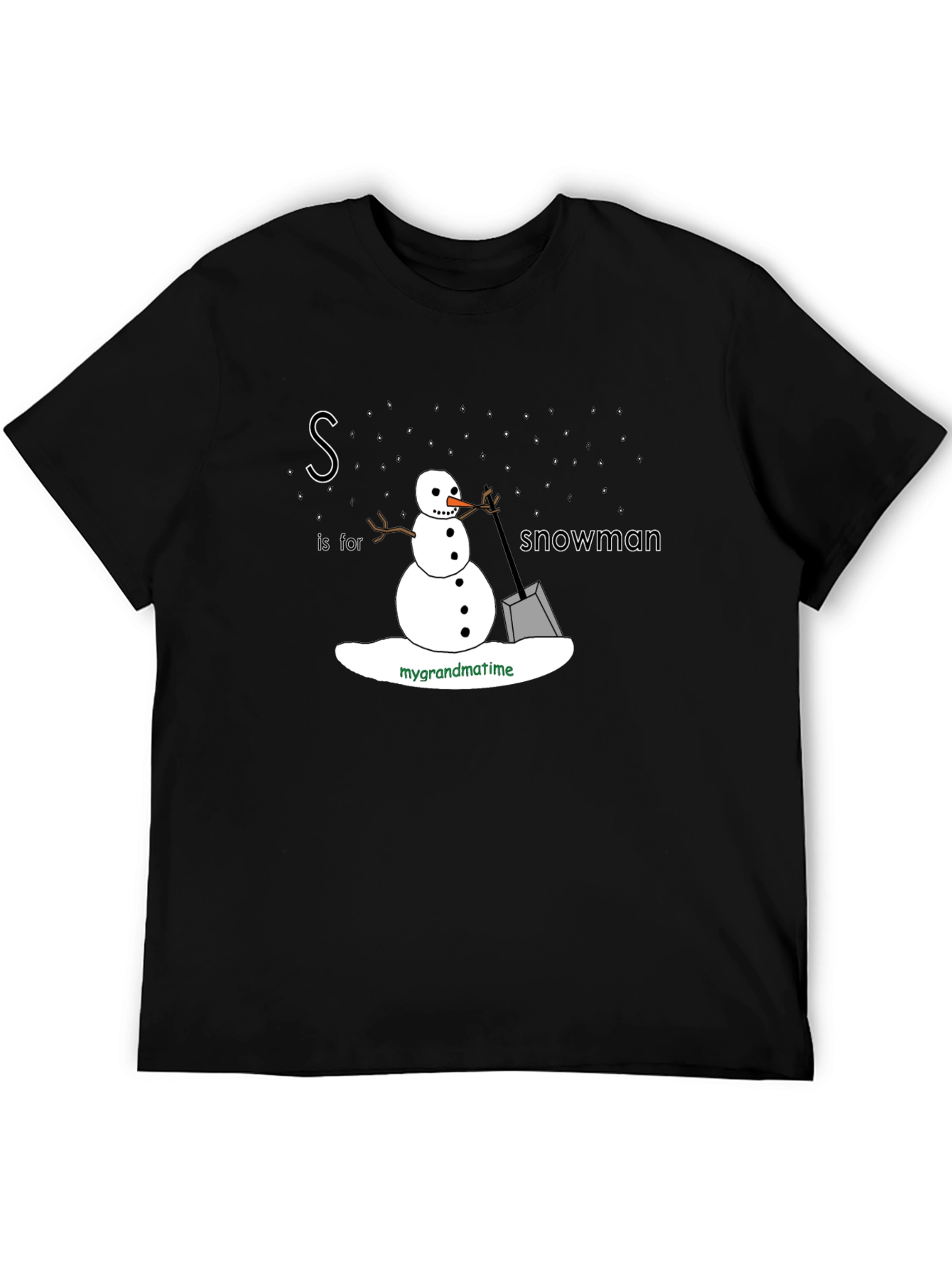 S is for Snowman Black T-Shirt