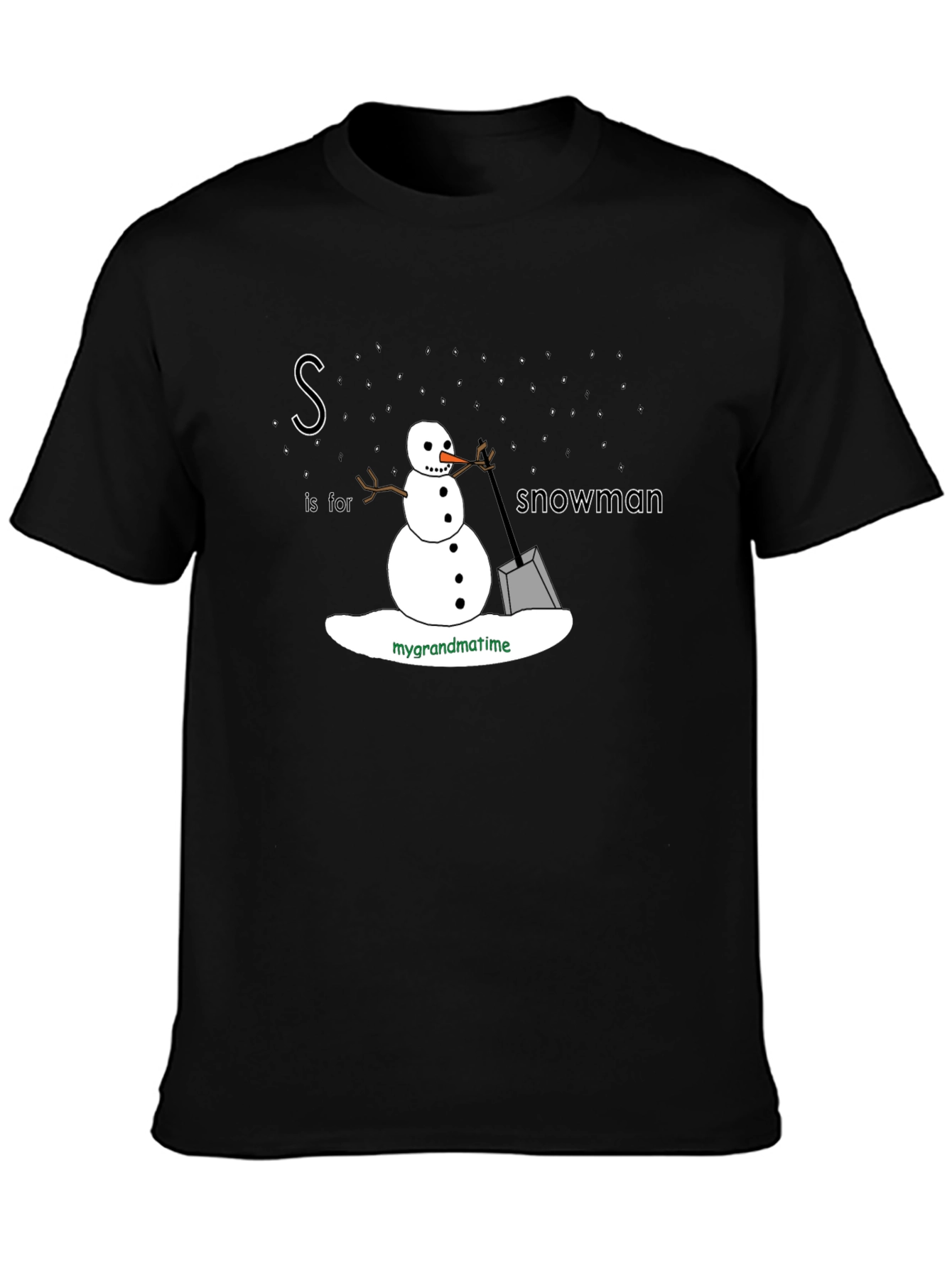 S is for Snowman Black T-Shirt