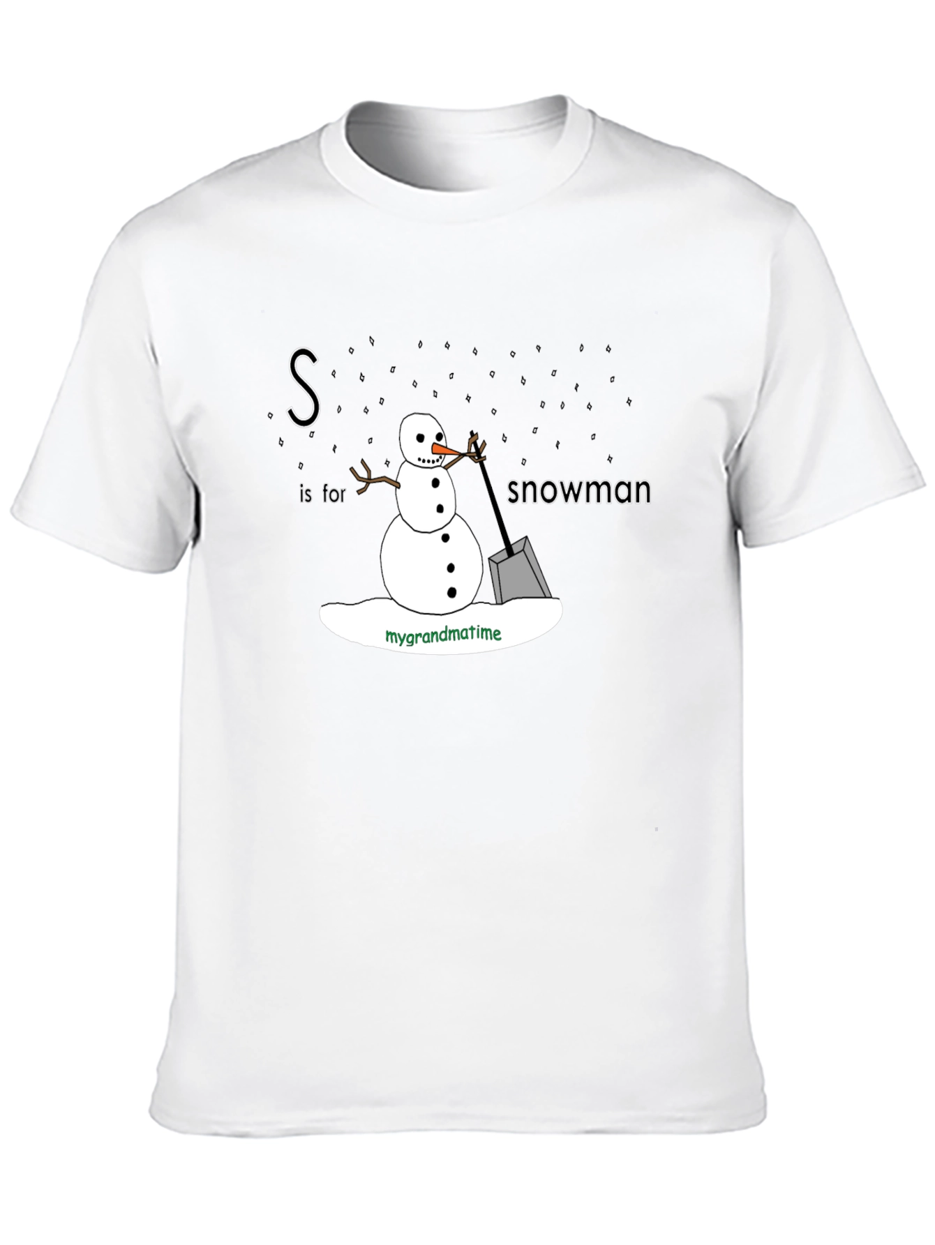 S is for Snowman Black T-Shirt
