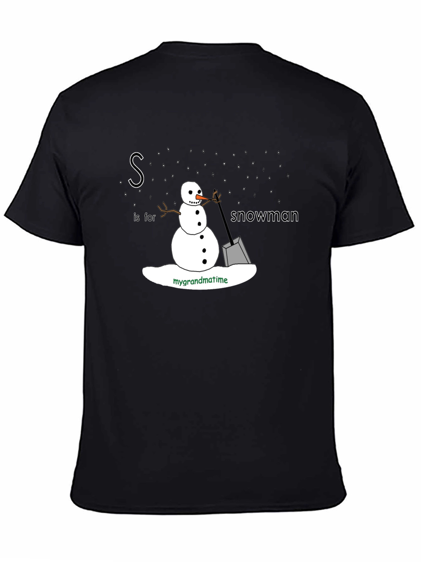 S is for Snowman Black T-Shirt
