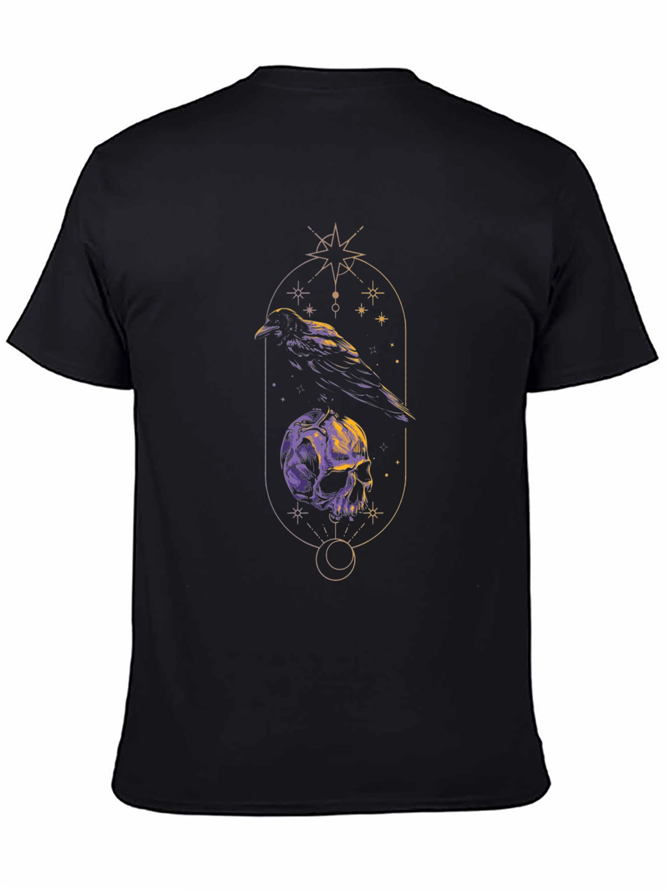Raven & Skull Graphic Tee - Gothic Design