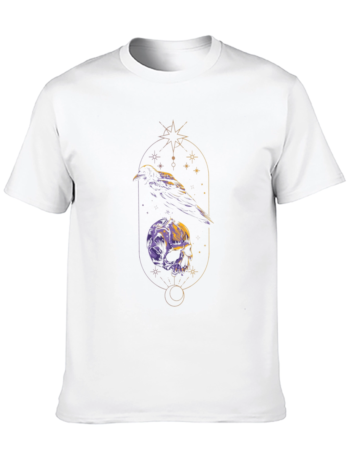 Raven & Skull Graphic Tee - Gothic Design