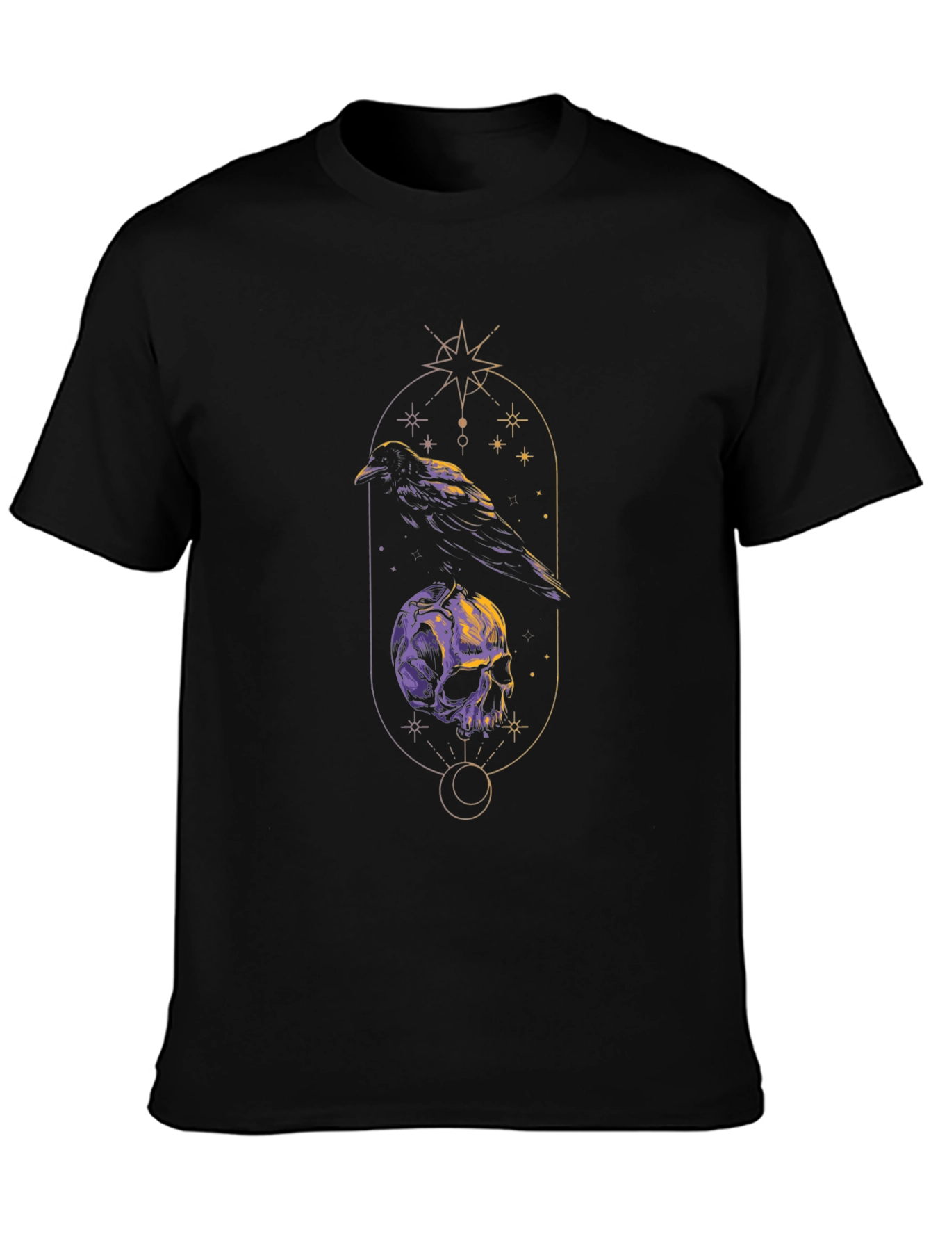 Raven & Skull Graphic Tee - Gothic Design