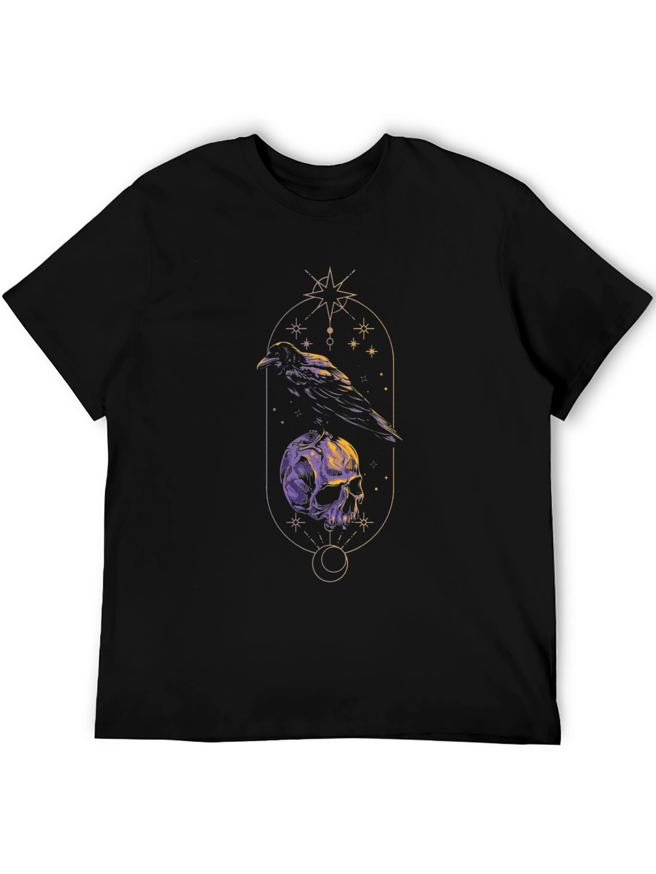 Raven & Skull Graphic Tee - Gothic Design