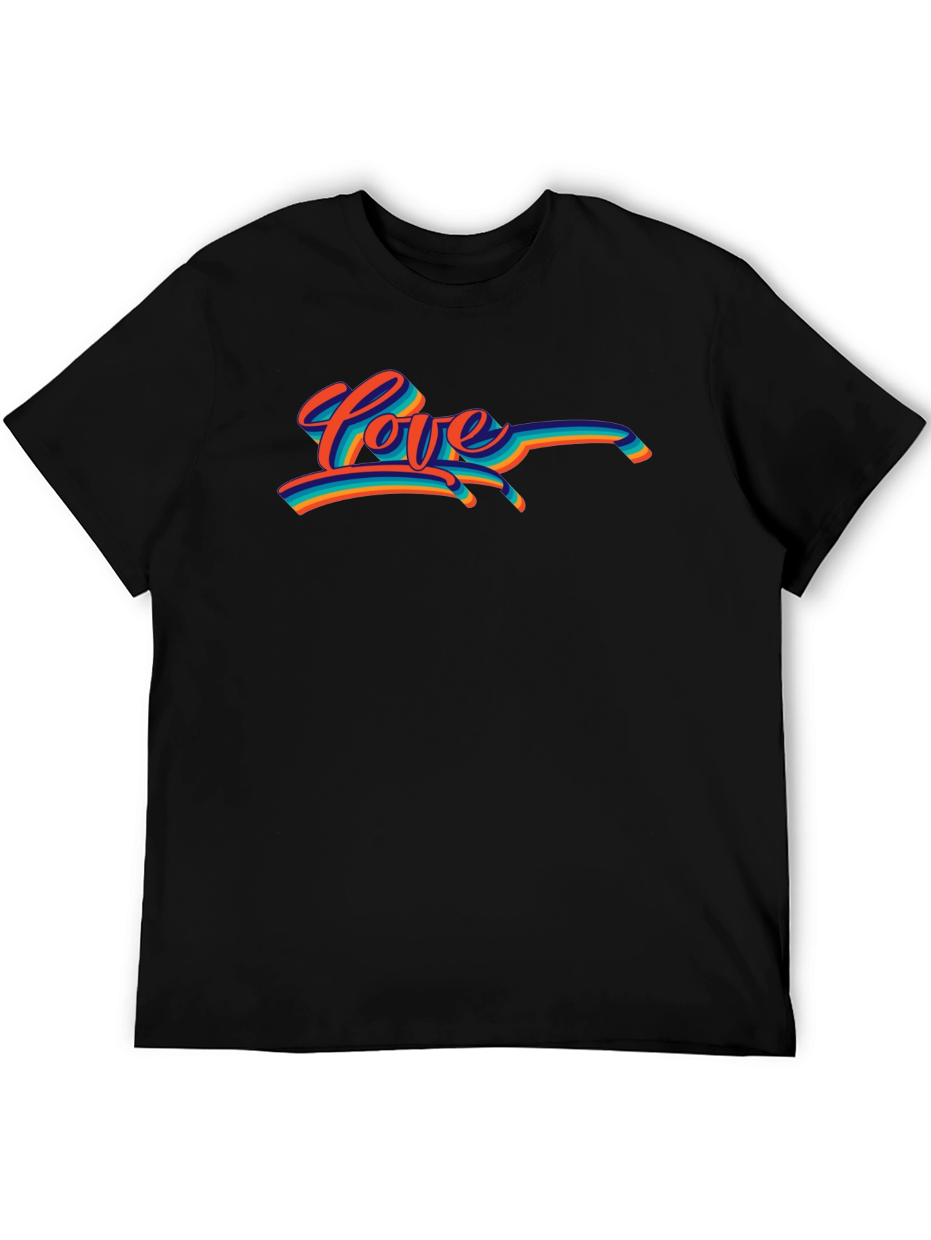 Retro Love T-Shirt - Black Crew Neck