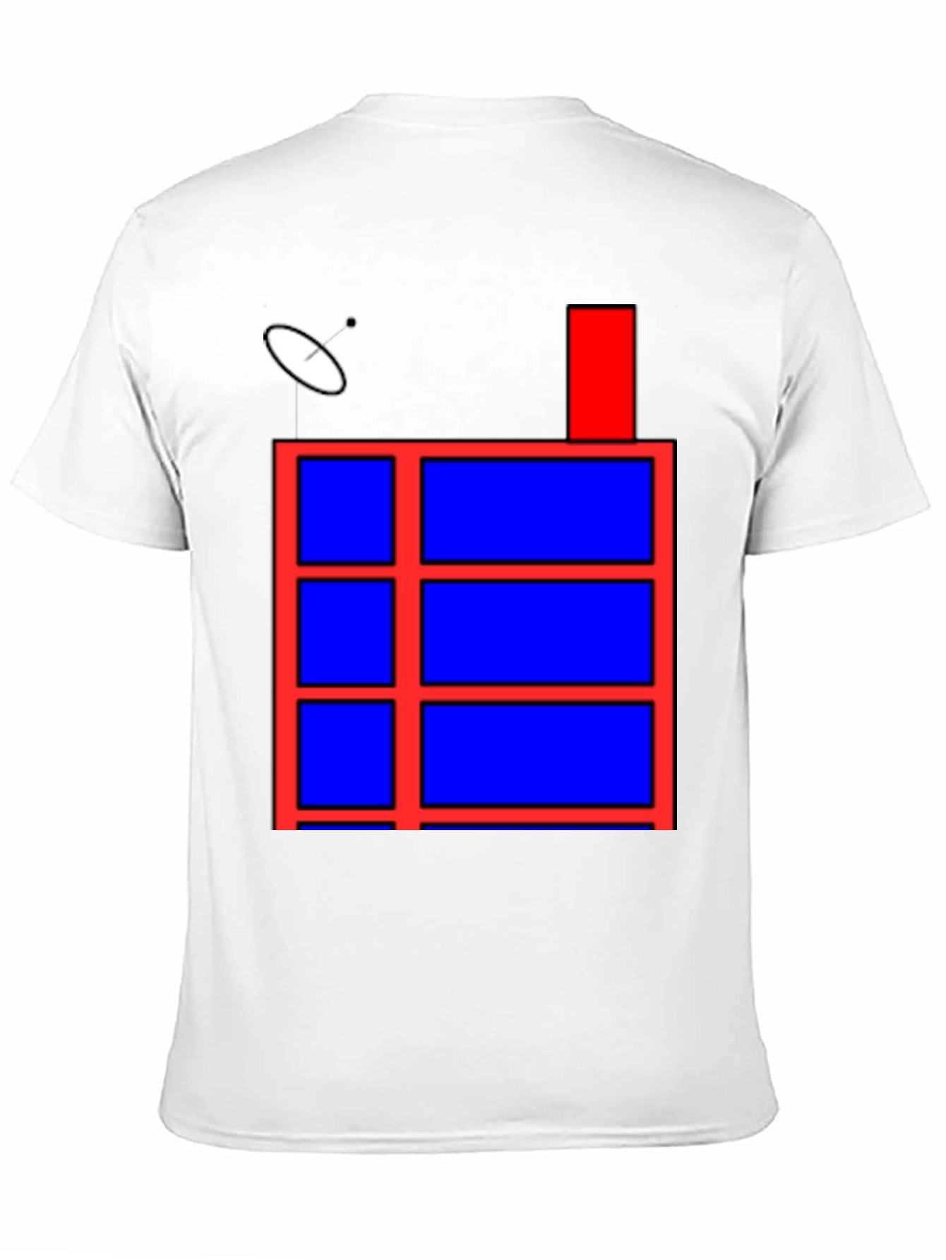 Geometric Red & Blue Graphic Print Black T-Shirt