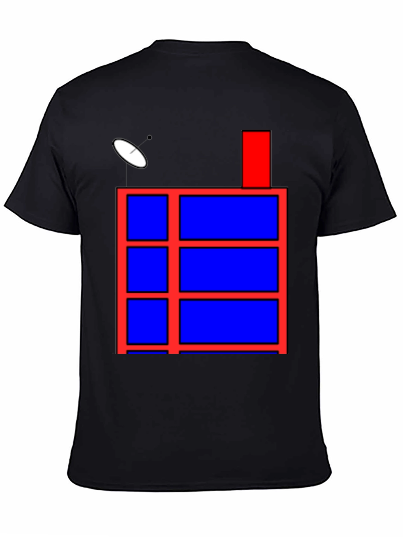 Geometric Red & Blue Graphic Print Black T-Shirt