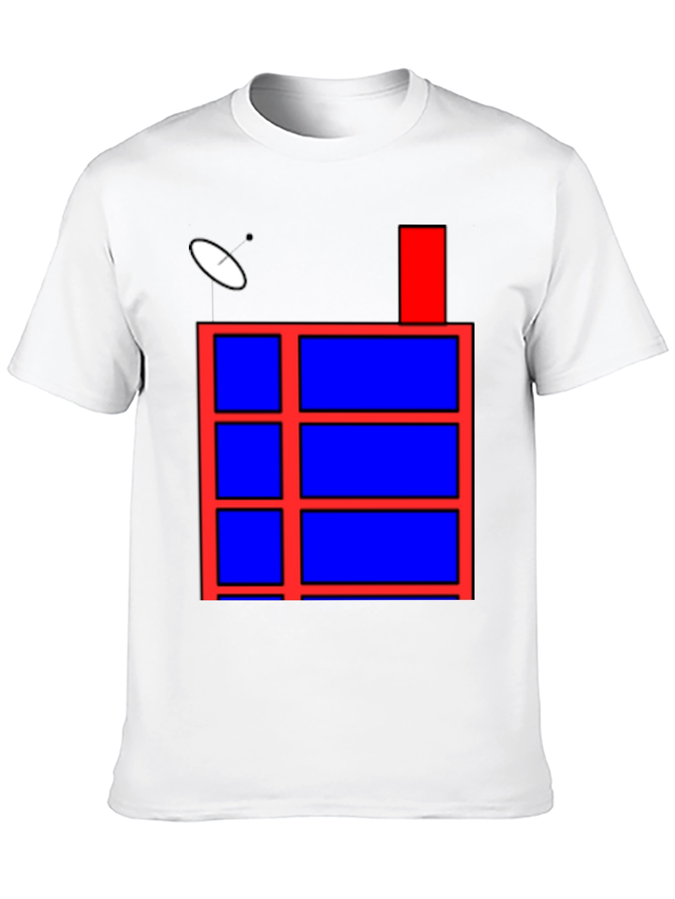 Geometric Red & Blue Graphic Print Black T-Shirt