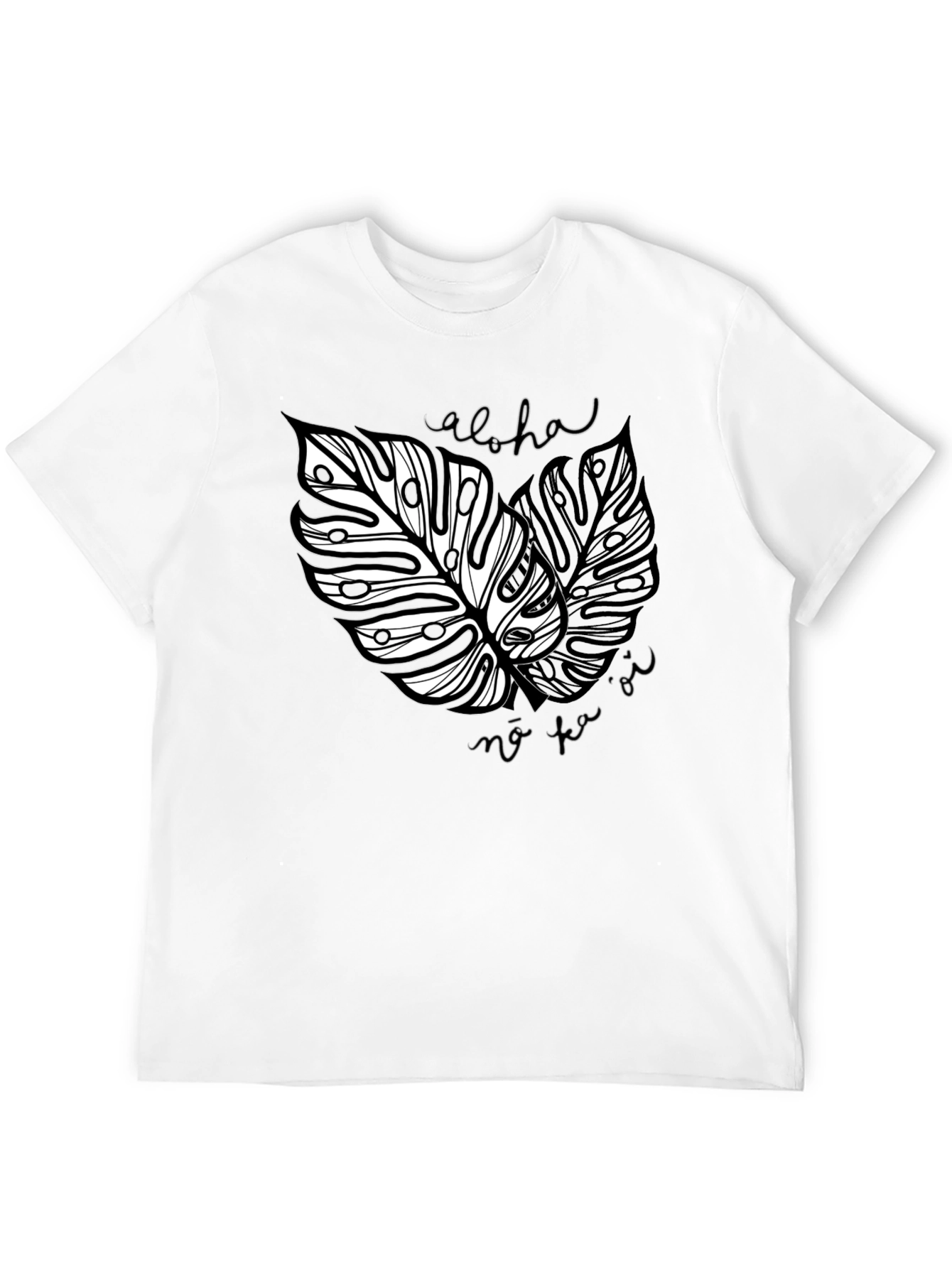 Aloha Monstera Leaf Graphic Tee - Black