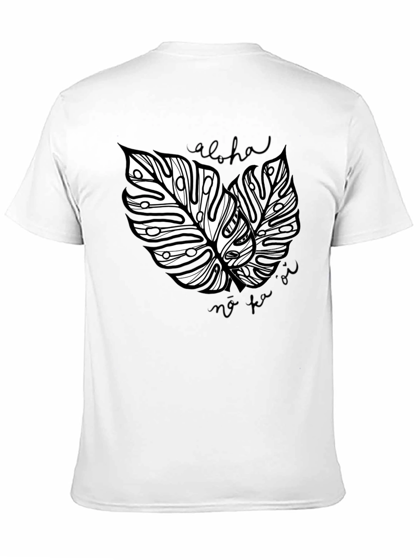 Aloha Monstera Leaf Graphic Tee - Black