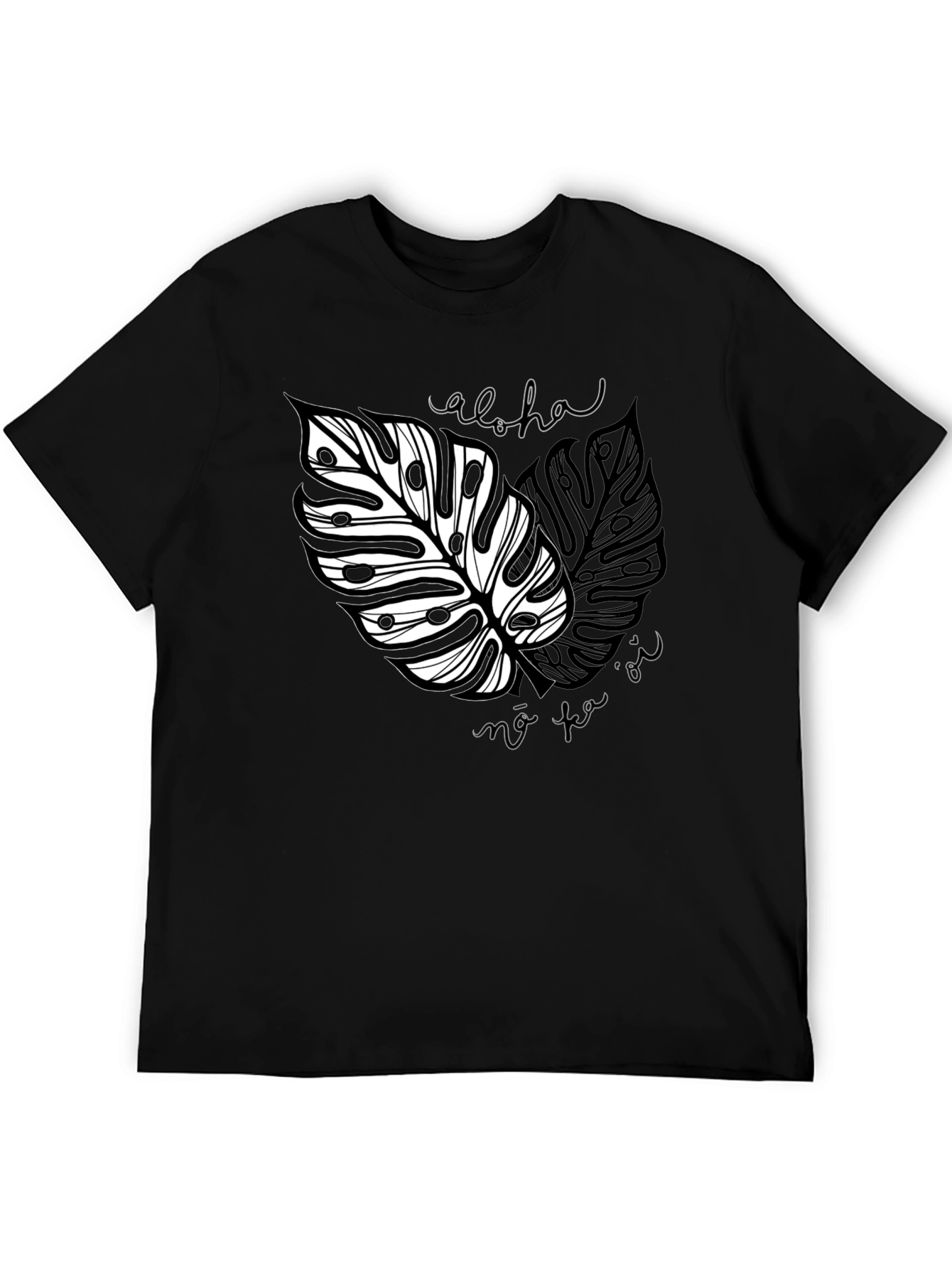 Aloha Monstera Leaf Graphic Tee - Black