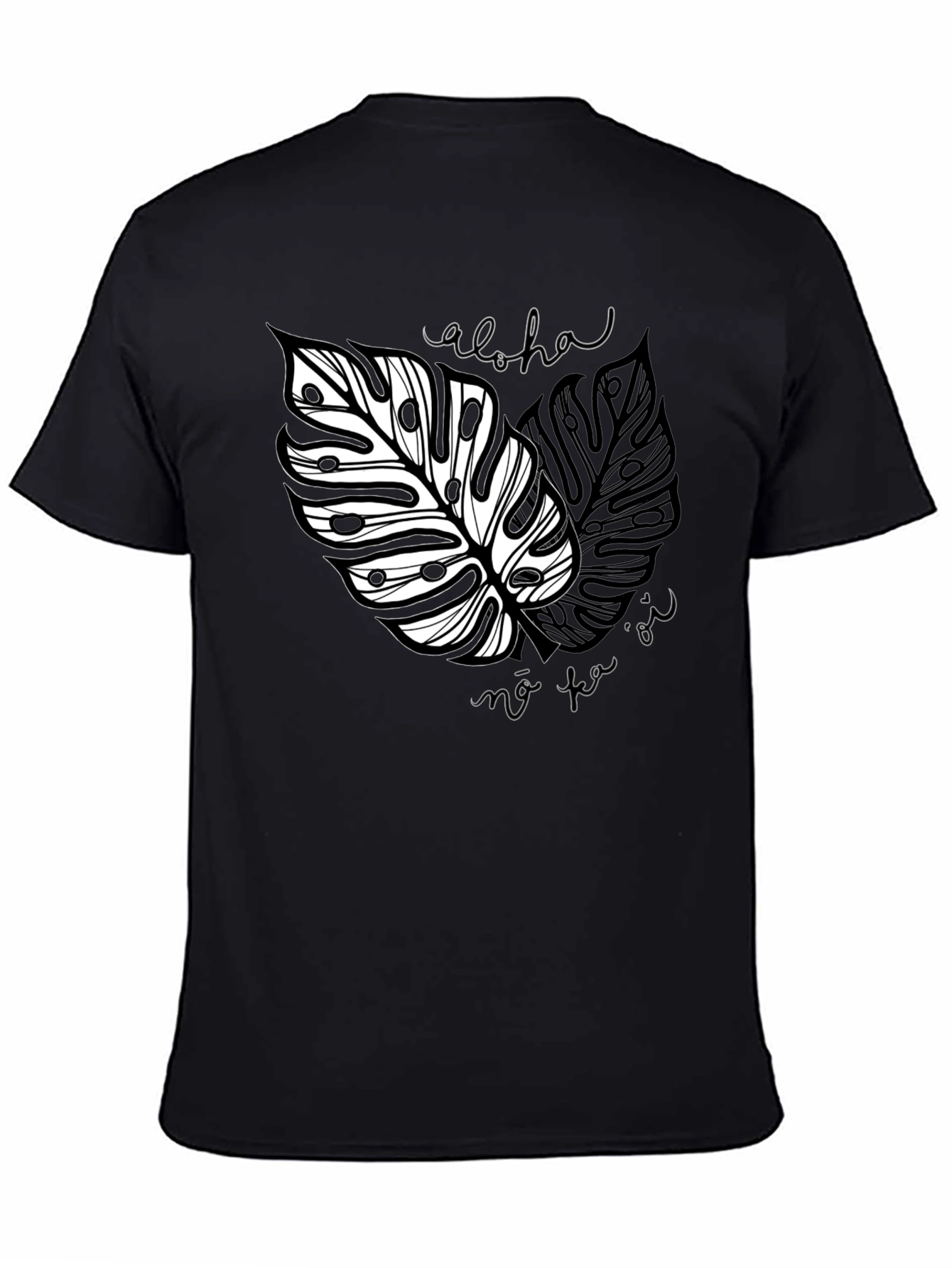 Aloha Monstera Leaf Graphic Tee - Black