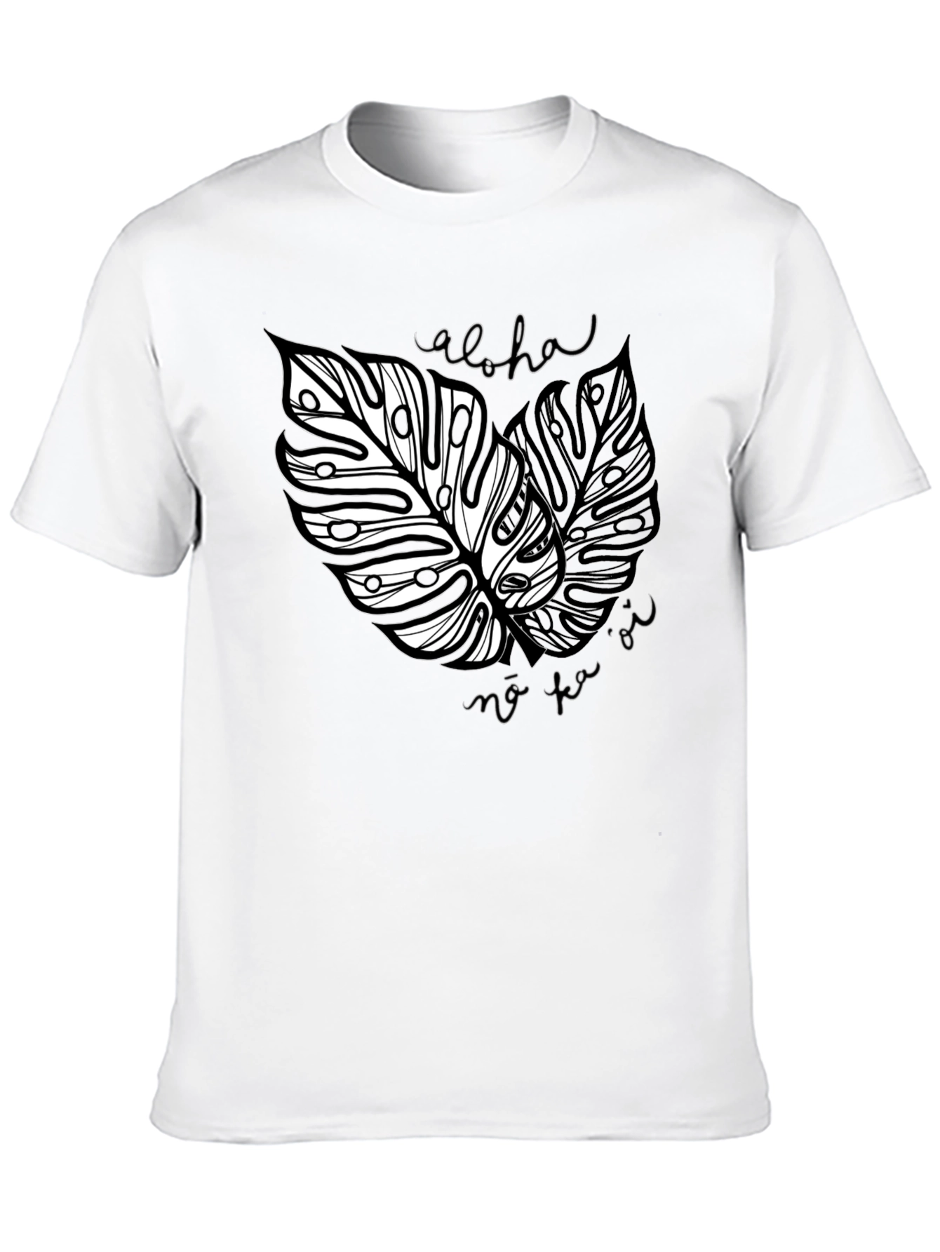 Aloha Monstera Leaf Graphic Tee - Black