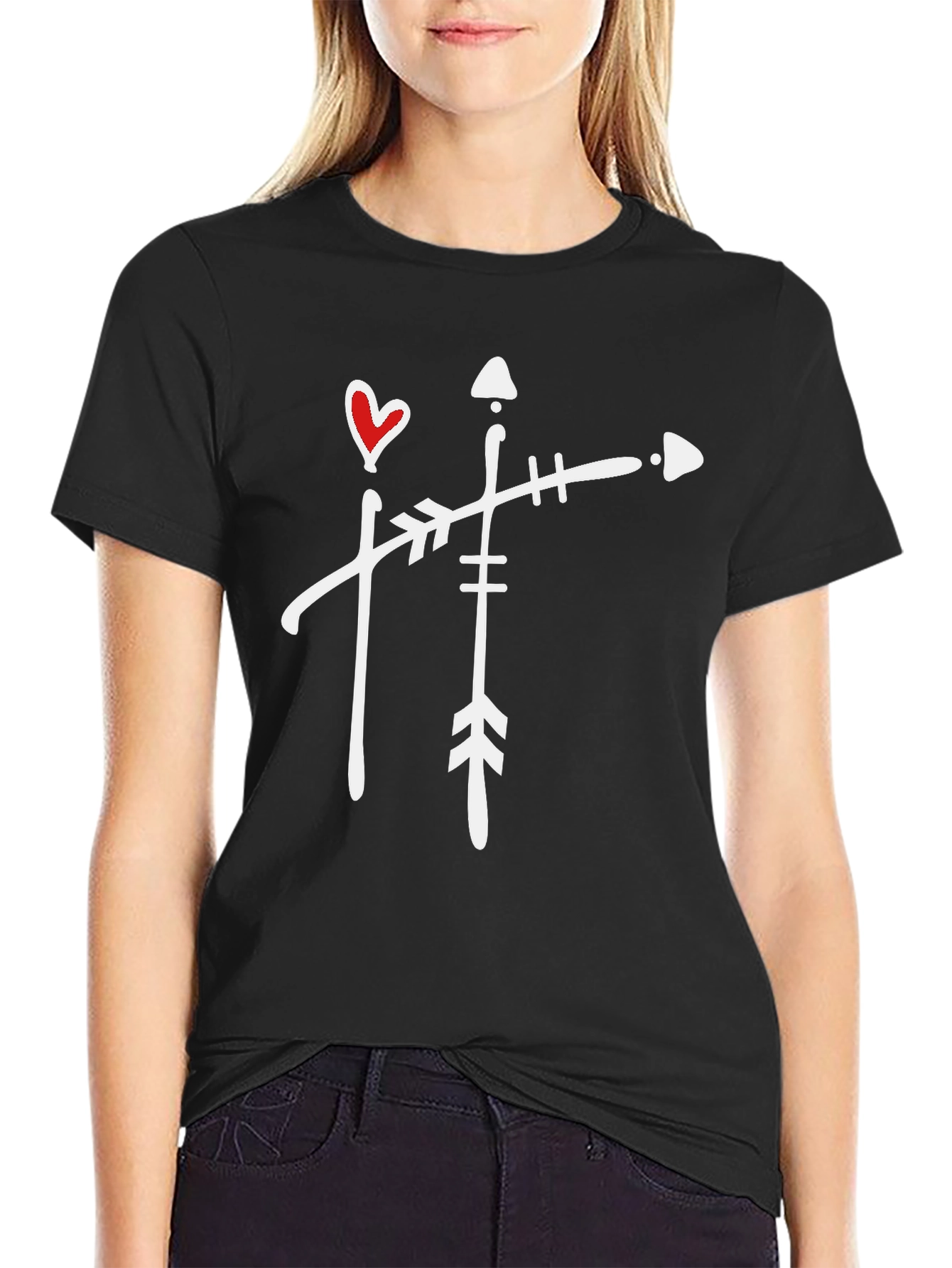 Arrow Heart Graphic Tee - Trendy Casual Style