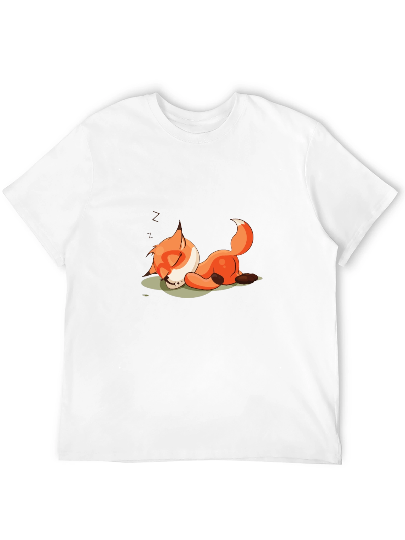 Sleeping Fox Cartoon Black T-Shirt