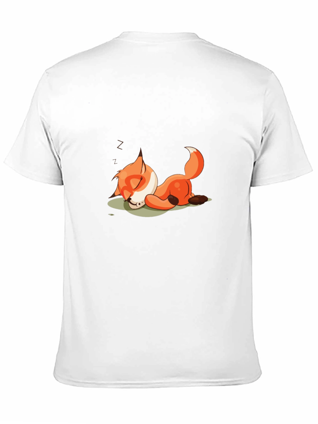 Sleeping Fox Cartoon Black T-Shirt