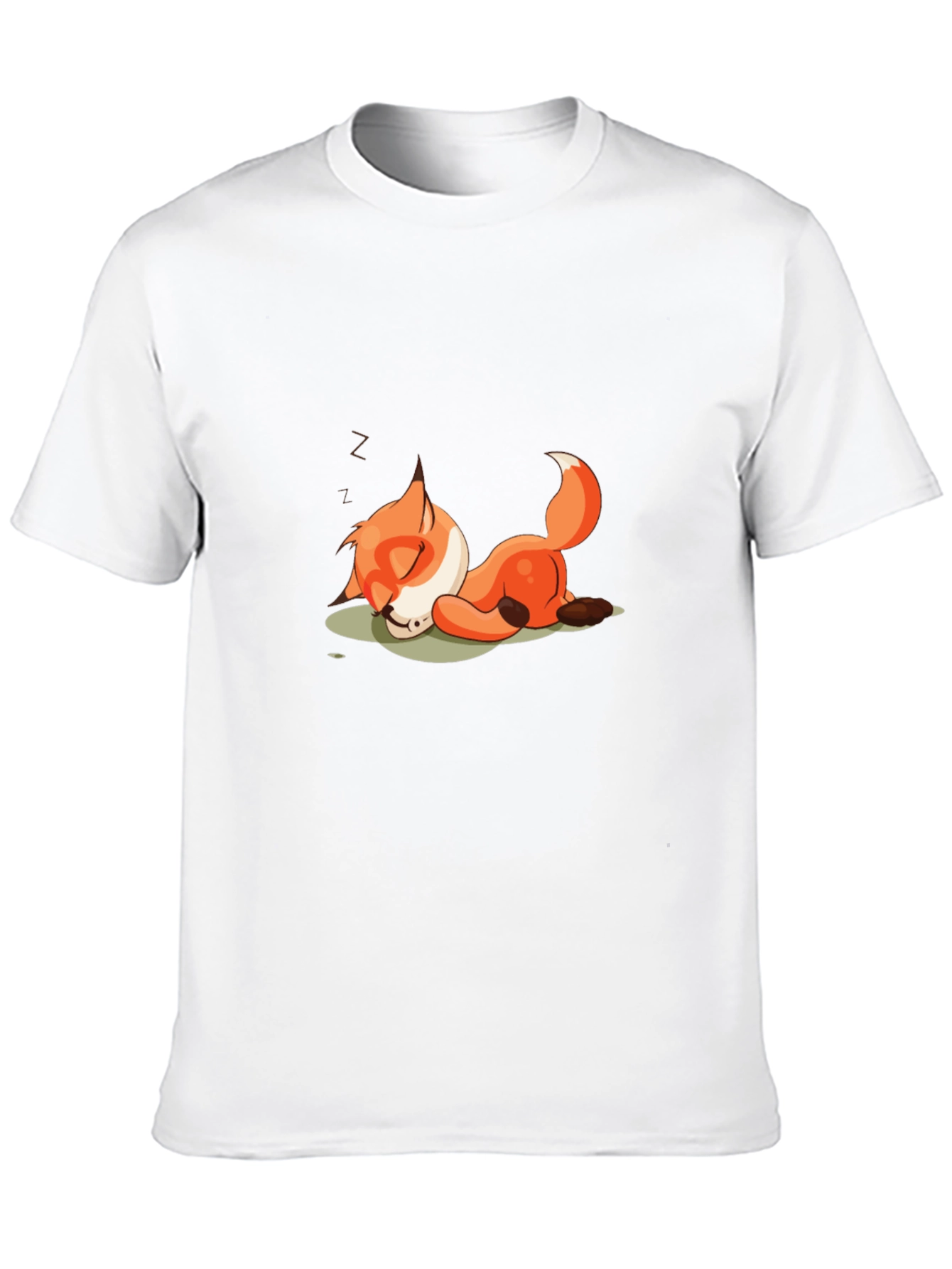 Sleeping Fox Cartoon Black T-Shirt