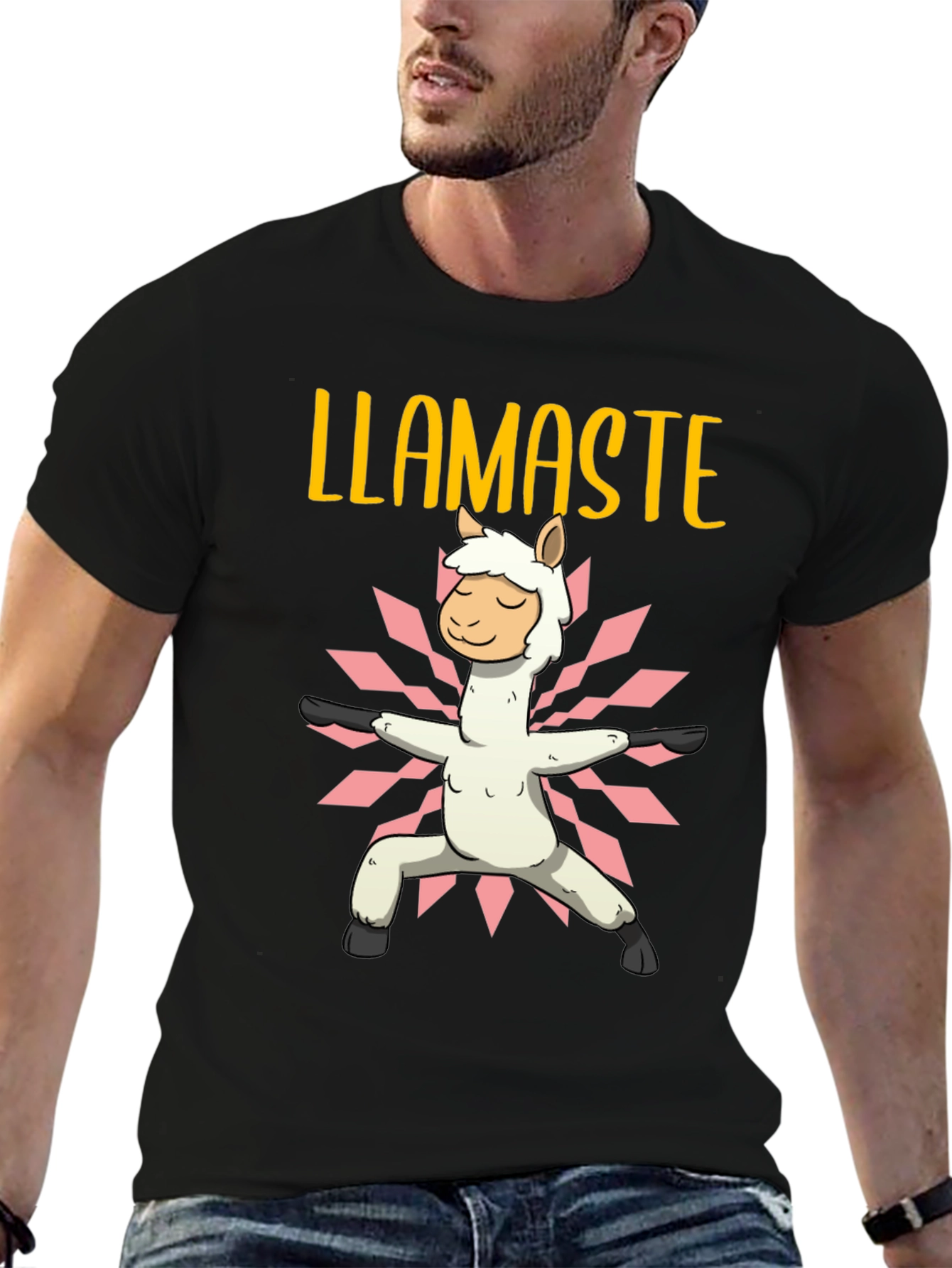 Llamaste Yoga T-Shirt - Black Cotton Graphic Tee