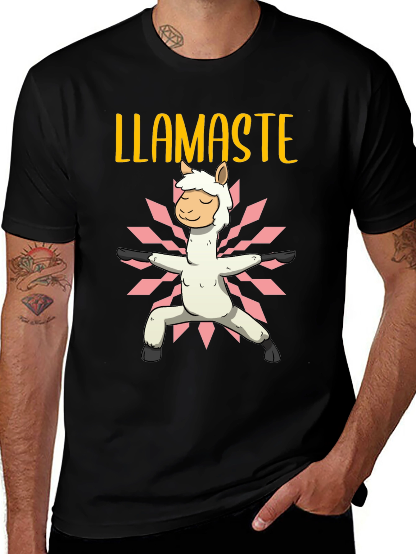 Llamaste Yoga T-Shirt - Black Cotton Graphic Tee