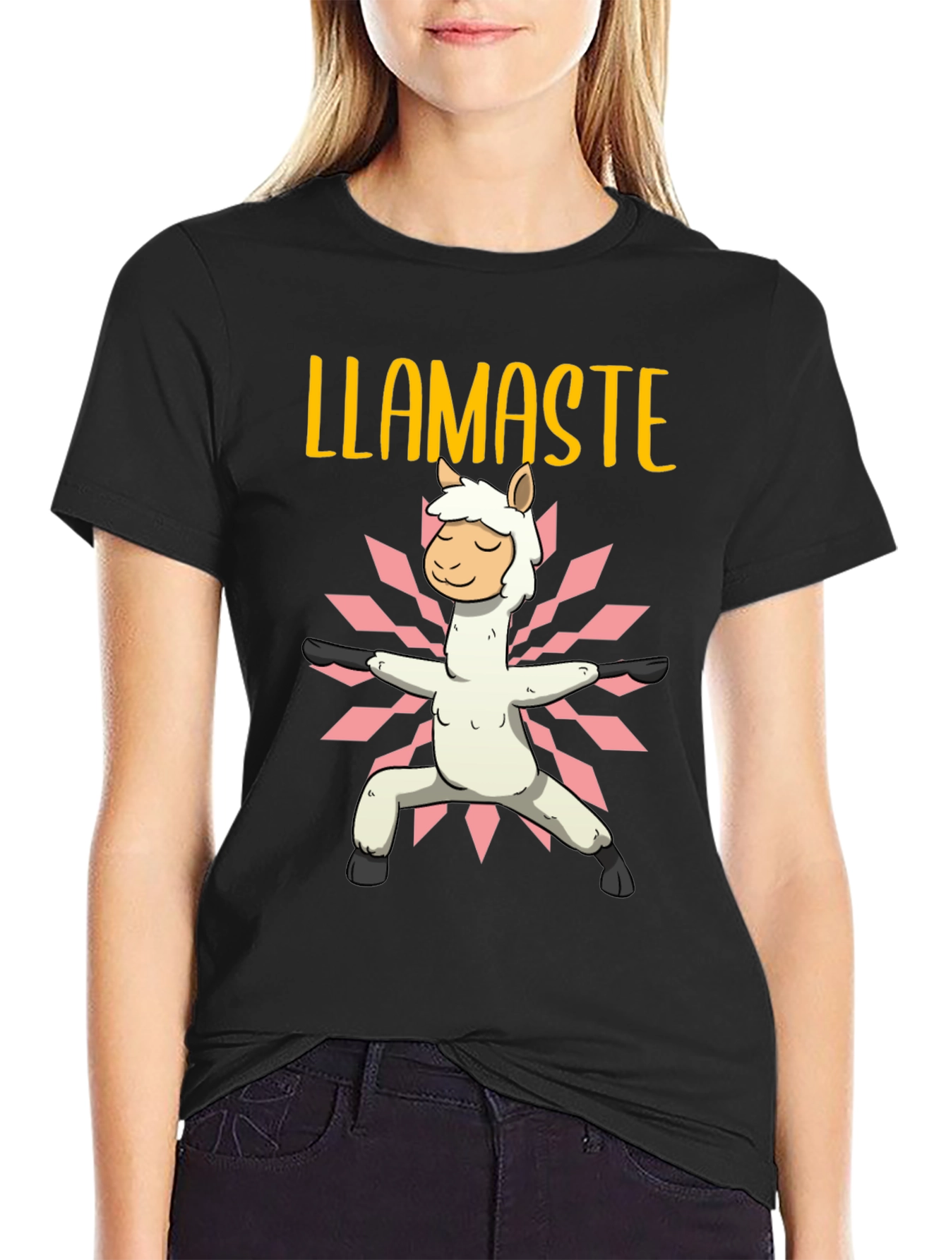 Llamaste Yoga T-Shirt - Black Cotton Graphic Tee