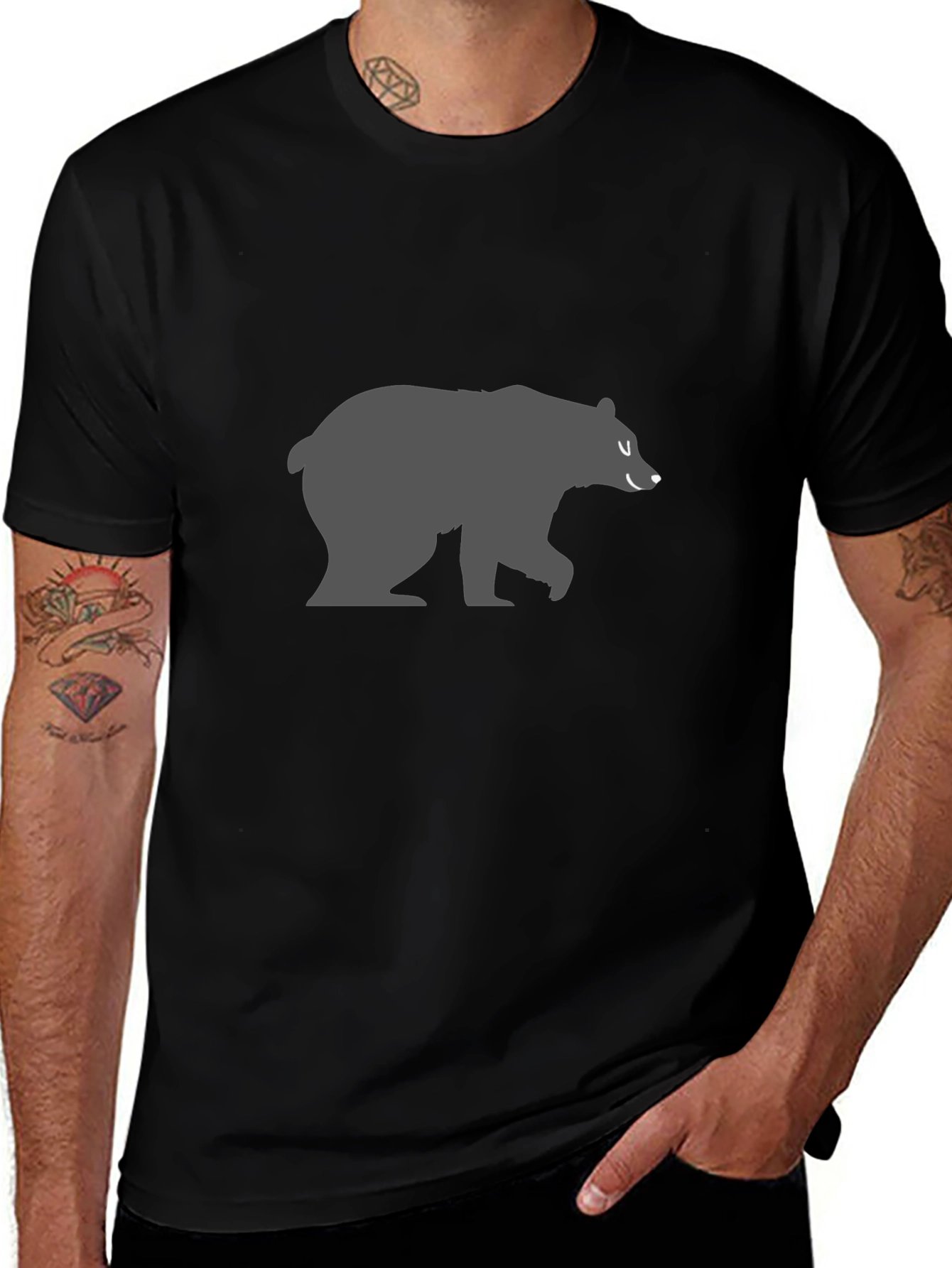 Mens Black Bear Graphic T-Shirt