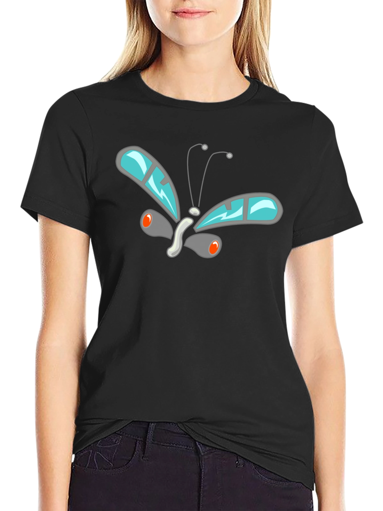 Cool Butterfly Graphic Black T-Shirt
