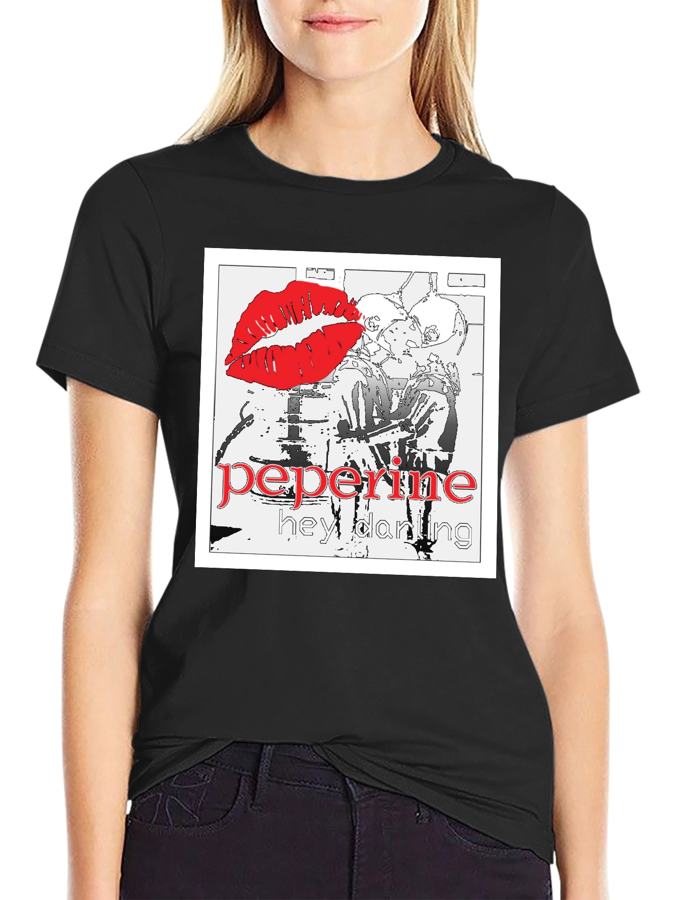 Edgy Graphic Tee - Lips & Text Design